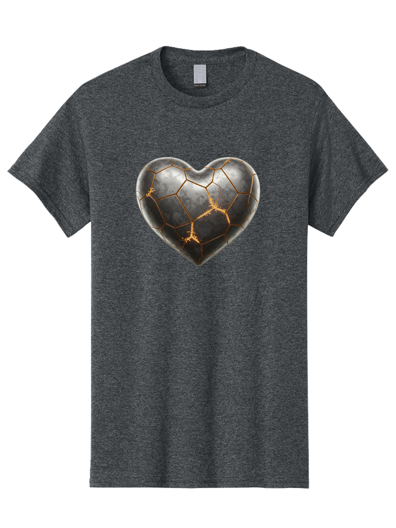 Kintsugi-Heart-7 Men'S Graphic Tee, 100% Cotton, Comfortable Casual Summer Wear, Machine Washable, Heart Shape, Kintsugi Repair, Gold Cracks, Broken Heart, Metal Texture, Abstract Art, Unique Design, Symbolic Representation, Emotional Healing Bae062