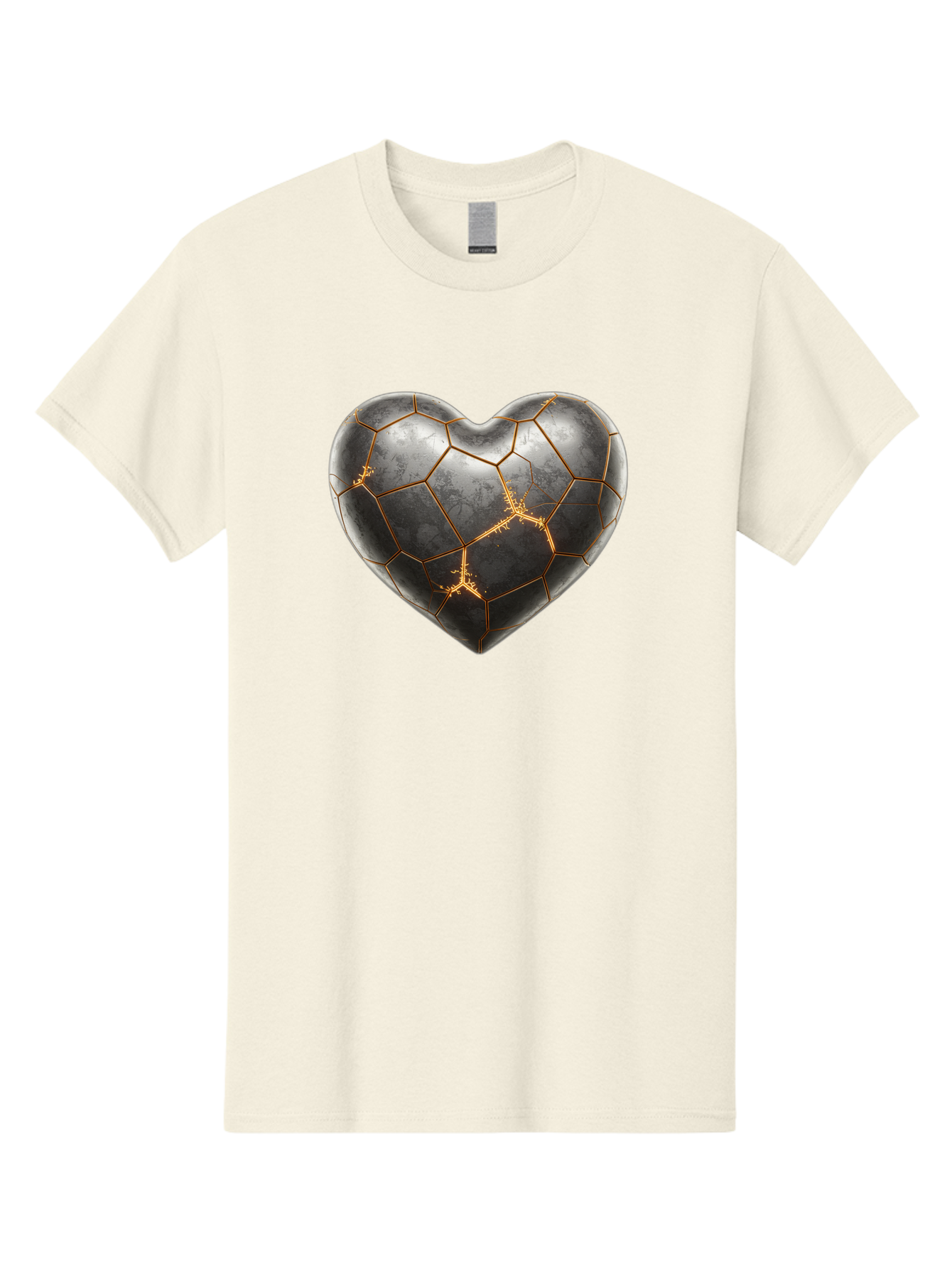Kintsugi-Heart-7 Men'S Graphic Tee, 100% Cotton, Comfortable Casual Summer Wear, Machine Washable, Heart Shape, Kintsugi Repair, Gold Cracks, Broken Heart, Metal Texture, Abstract Art, Unique Design, Symbolic Representation, Emotional Healing Bae062