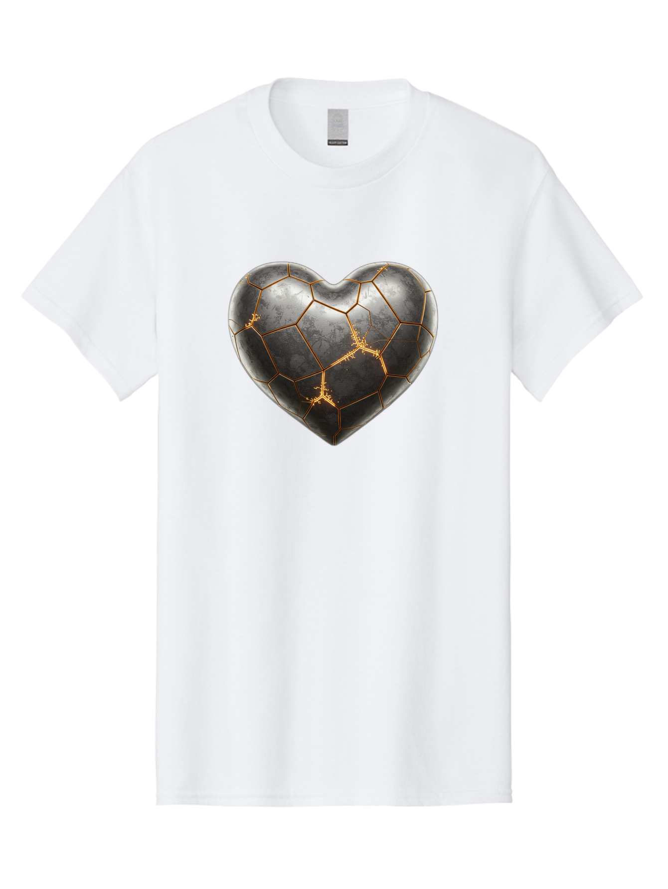 Kintsugi-Heart-7 Men'S Graphic Tee, 100% Cotton, Comfortable Casual Summer Wear, Machine Washable, Heart Shape, Kintsugi Repair, Gold Cracks, Broken Heart, Metal Texture, Abstract Art, Unique Design, Symbolic Representation, Emotional Healing Bae062