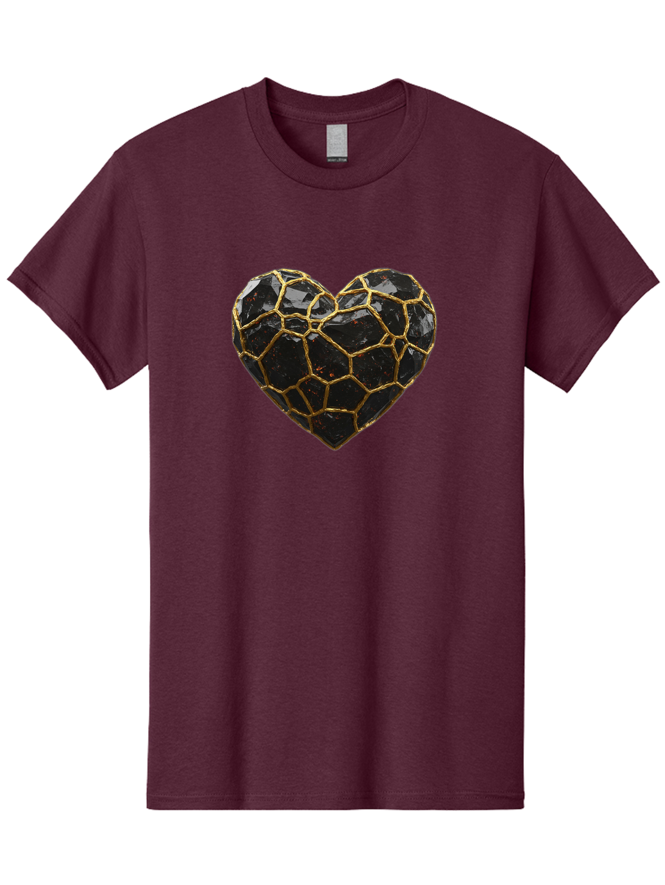 Kintsugi-Heart-8 Men'S Graphic Tee, 100% Cotton, Comfortable Casual Summer Wear, Machine Washable, Kintsugi Art, Broken Heart, Gold Repair, Cracked Gemstone, Luxury Jewelry, Unique Decoration, Symbolic Heart, Repaired Heart, Precious Stone, Bae063
