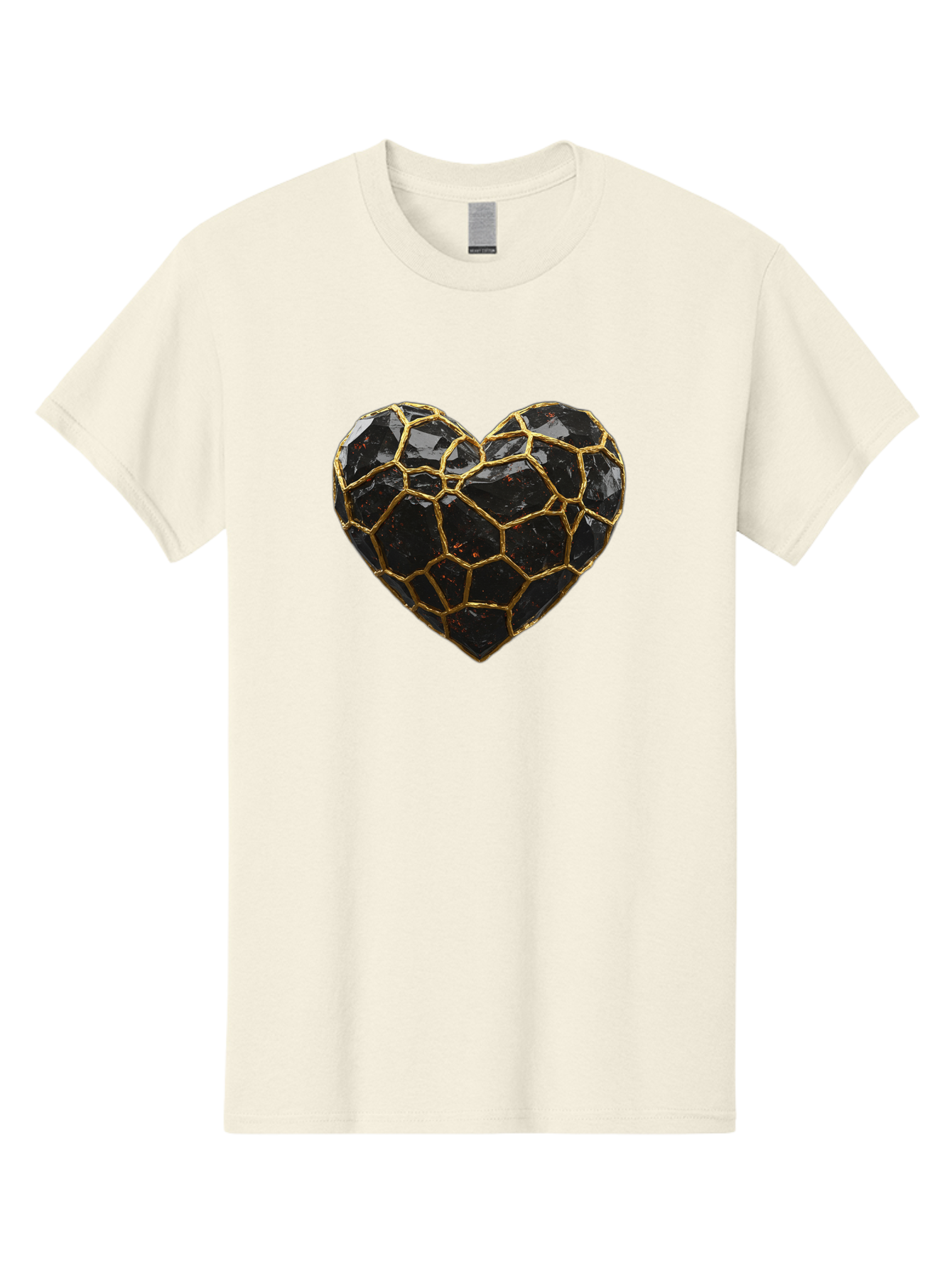Kintsugi-Heart-8 Men'S Graphic Tee, 100% Cotton, Comfortable Casual Summer Wear, Machine Washable, Kintsugi Art, Broken Heart, Gold Repair, Cracked Gemstone, Luxury Jewelry, Unique Decoration, Symbolic Heart, Repaired Heart, Precious Stone, Bae063