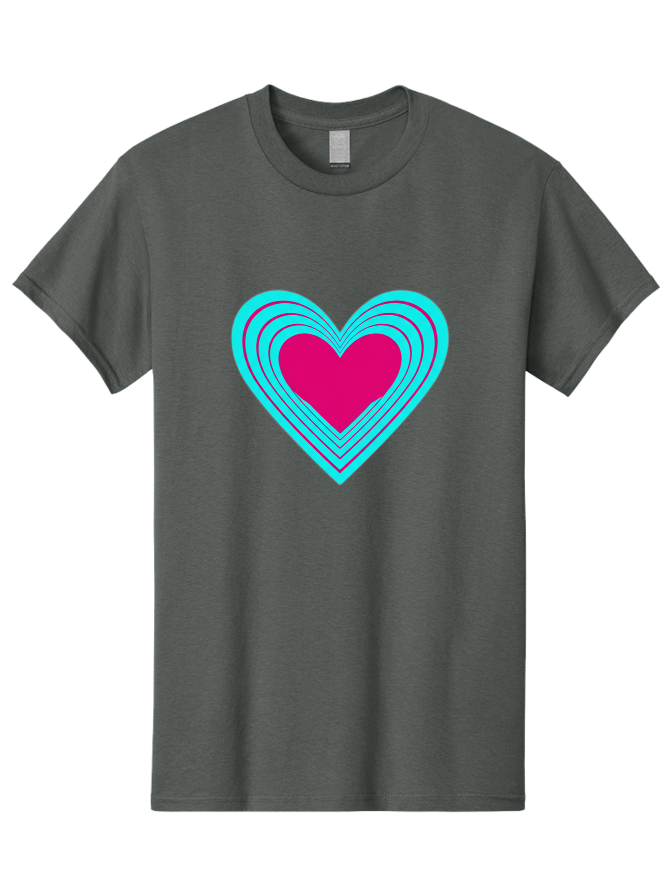 Layered-Heart Men'S Graphic Tee, 100% Cotton, Comfortable Casual Summer Wear, Machine Washable, Layered Heart, Pink And Blue Heart, Love Symbol, Valentine'S Day, Heart Shape, Digital Art, Graphic Design, Layered Effect Bae065