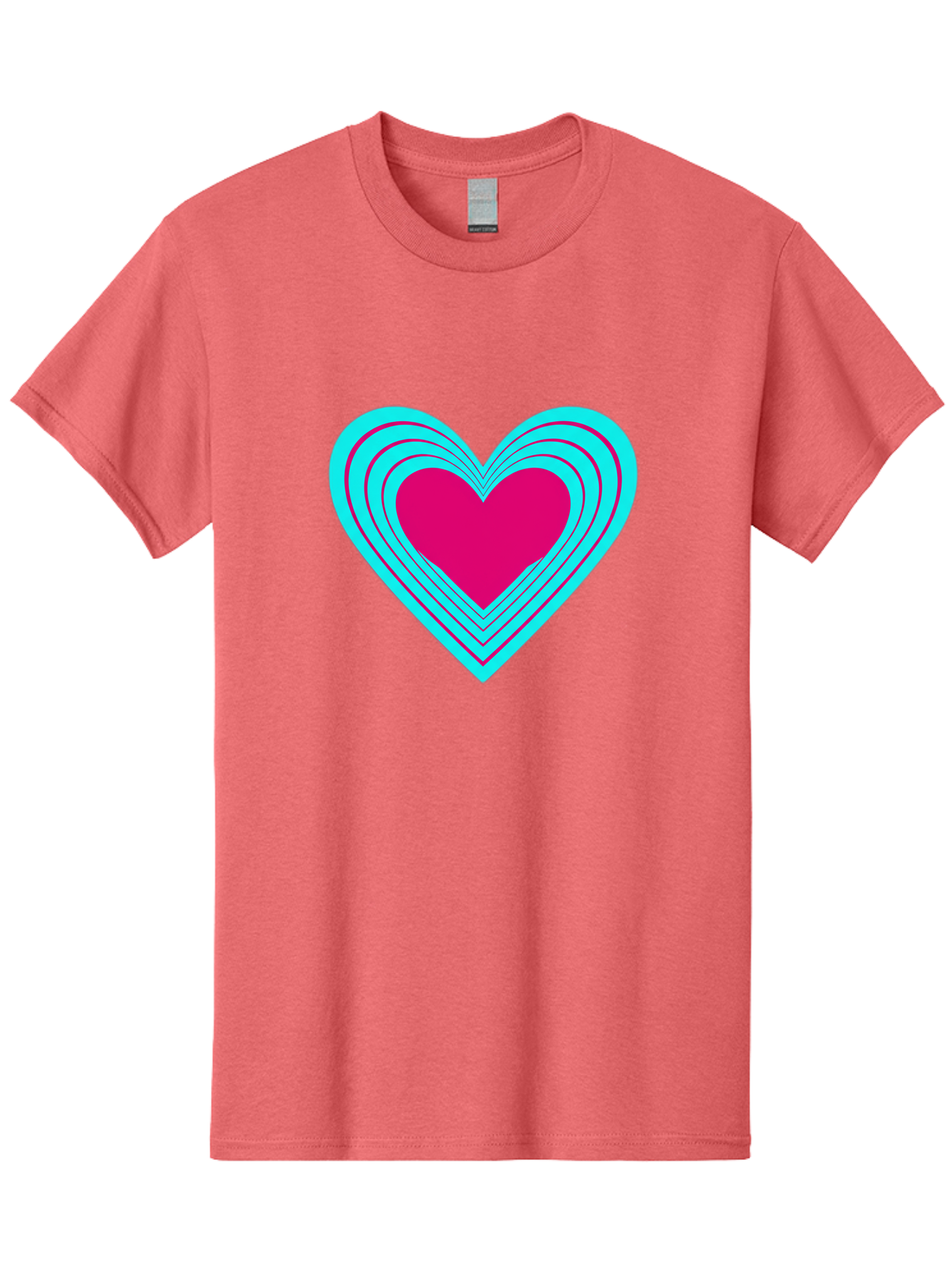Layered-Heart Men'S Graphic Tee, 100% Cotton, Comfortable Casual Summer Wear, Machine Washable, Layered Heart, Pink And Blue Heart, Love Symbol, Valentine'S Day, Heart Shape, Digital Art, Graphic Design, Layered Effect Bae065