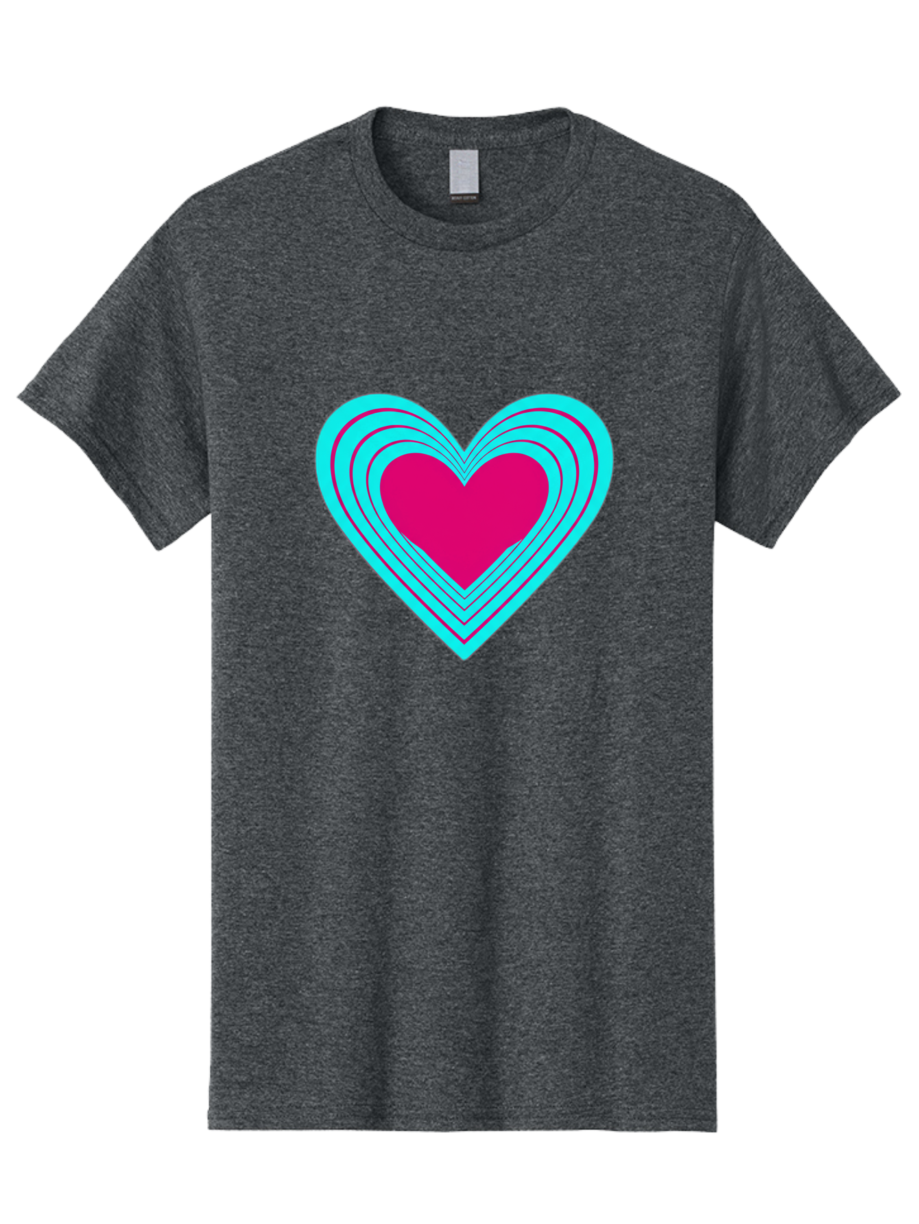 Layered-Heart Men'S Graphic Tee, 100% Cotton, Comfortable Casual Summer Wear, Machine Washable, Layered Heart, Pink And Blue Heart, Love Symbol, Valentine'S Day, Heart Shape, Digital Art, Graphic Design, Layered Effect Bae065
