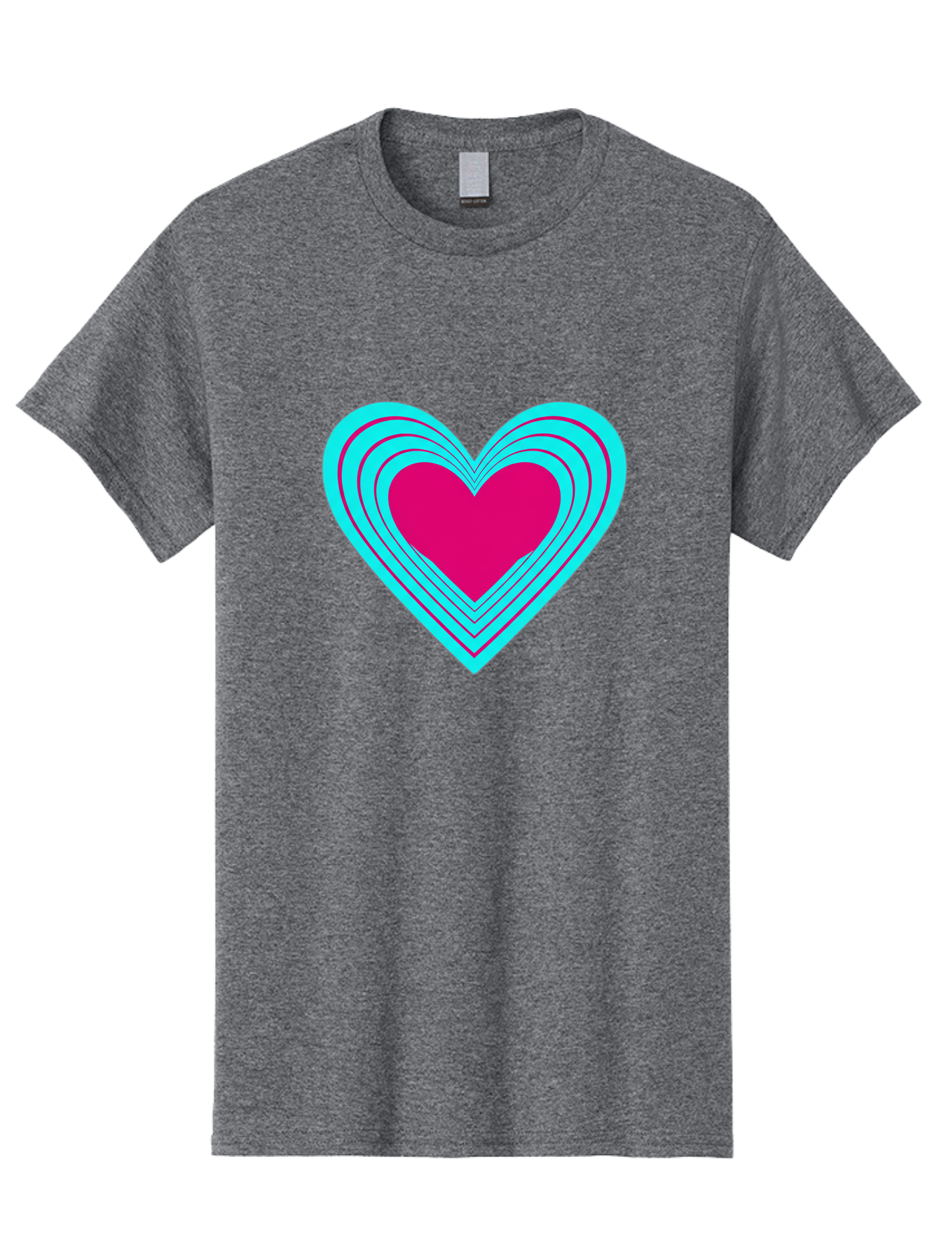 Layered-Heart Men'S Graphic Tee, 100% Cotton, Comfortable Casual Summer Wear, Machine Washable, Layered Heart, Pink And Blue Heart, Love Symbol, Valentine'S Day, Heart Shape, Digital Art, Graphic Design, Layered Effect Bae065