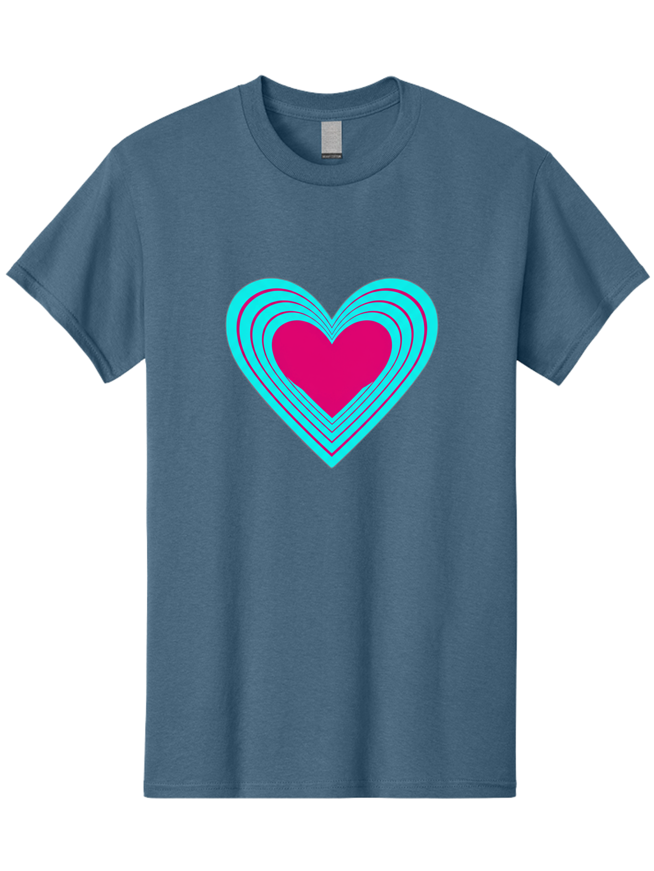Layered-Heart Men'S Graphic Tee, 100% Cotton, Comfortable Casual Summer Wear, Machine Washable, Layered Heart, Pink And Blue Heart, Love Symbol, Valentine'S Day, Heart Shape, Digital Art, Graphic Design, Layered Effect Bae065