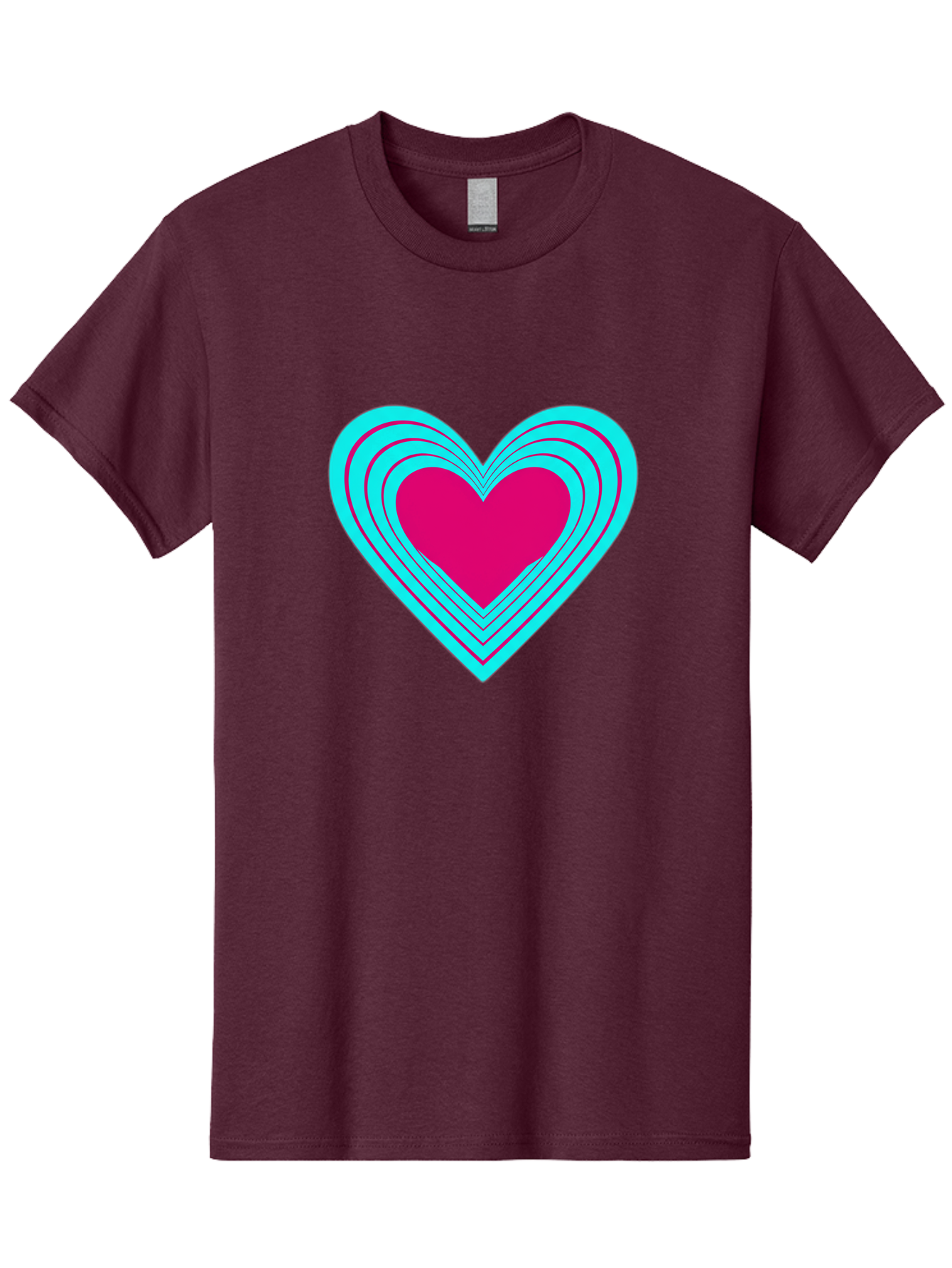 Layered-Heart Men'S Graphic Tee, 100% Cotton, Comfortable Casual Summer Wear, Machine Washable, Layered Heart, Pink And Blue Heart, Love Symbol, Valentine'S Day, Heart Shape, Digital Art, Graphic Design, Layered Effect Bae065