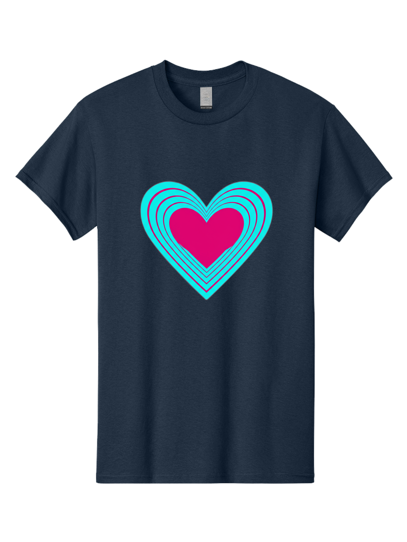 Layered-Heart Men'S Graphic Tee, 100% Cotton, Comfortable Casual Summer Wear, Machine Washable, Layered Heart, Pink And Blue Heart, Love Symbol, Valentine'S Day, Heart Shape, Digital Art, Graphic Design, Layered Effect Bae065