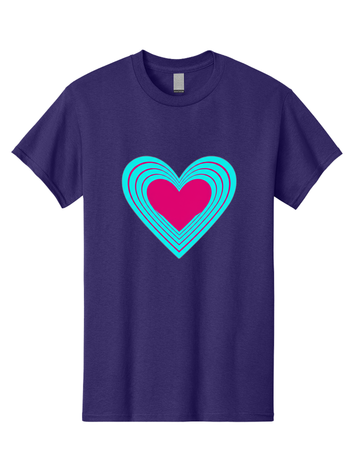 Layered-Heart Men'S Graphic Tee, 100% Cotton, Comfortable Casual Summer Wear, Machine Washable, Layered Heart, Pink And Blue Heart, Love Symbol, Valentine'S Day, Heart Shape, Digital Art, Graphic Design, Layered Effect Bae065