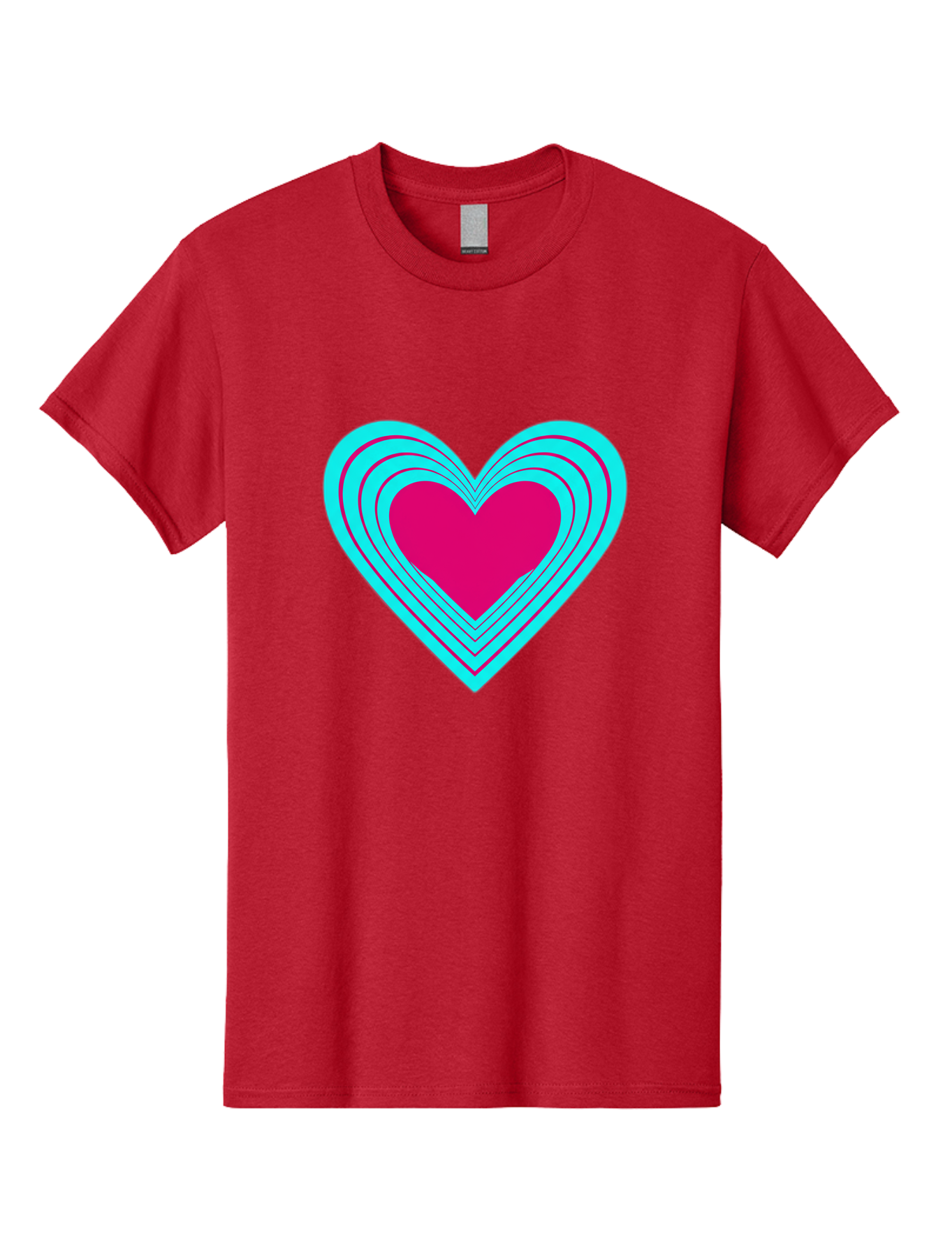 Layered-Heart Men'S Graphic Tee, 100% Cotton, Comfortable Casual Summer Wear, Machine Washable, Layered Heart, Pink And Blue Heart, Love Symbol, Valentine'S Day, Heart Shape, Digital Art, Graphic Design, Layered Effect Bae065