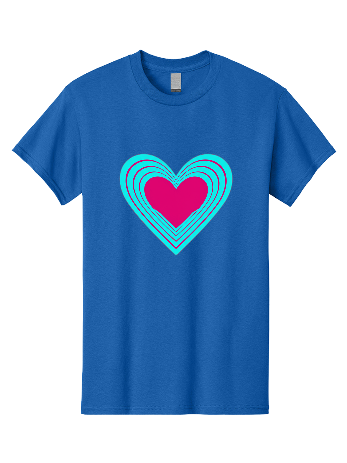 Layered-Heart Men'S Graphic Tee, 100% Cotton, Comfortable Casual Summer Wear, Machine Washable, Layered Heart, Pink And Blue Heart, Love Symbol, Valentine'S Day, Heart Shape, Digital Art, Graphic Design, Layered Effect Bae065