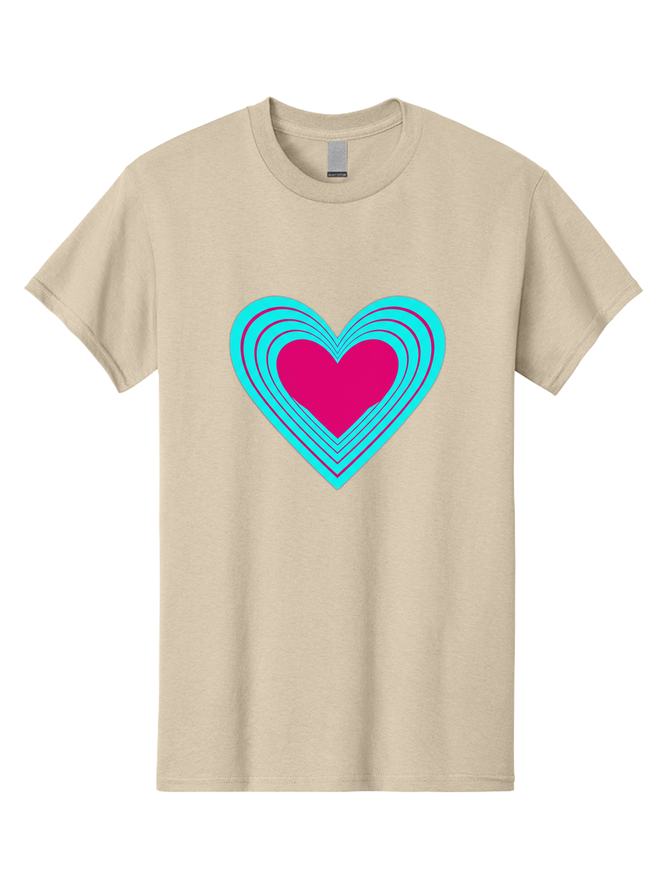 Layered-Heart Men'S Graphic Tee, 100% Cotton, Comfortable Casual Summer Wear, Machine Washable, Layered Heart, Pink And Blue Heart, Love Symbol, Valentine'S Day, Heart Shape, Digital Art, Graphic Design, Layered Effect Bae065