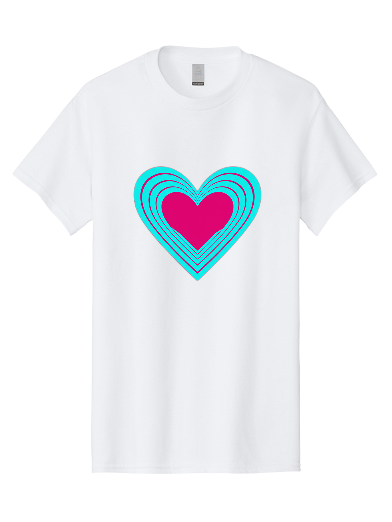 Layered-Heart Men'S Graphic Tee, 100% Cotton, Comfortable Casual Summer Wear, Machine Washable, Layered Heart, Pink And Blue Heart, Love Symbol, Valentine'S Day, Heart Shape, Digital Art, Graphic Design, Layered Effect Bae065