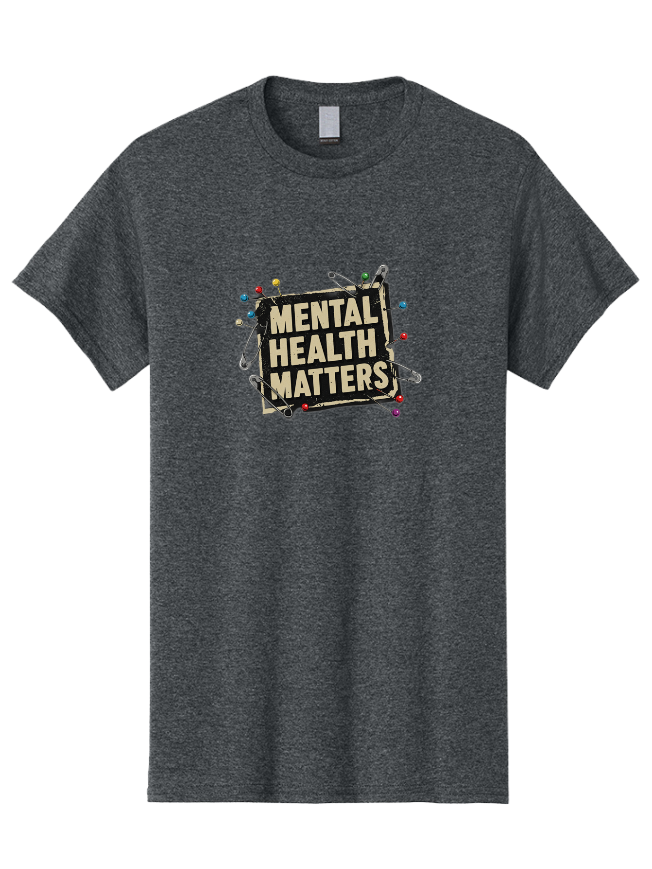 Mental-Health-Matters-2 Men'S Graphic Tee, 100% Cotton, Comfortable Casual Summer Wear, Machine Washable, Mental Health Awareness, Mental Health Matters, Mental Health Importance, Safety Pins, Emotional Support, Mental Wellness, Self Care, Bae067