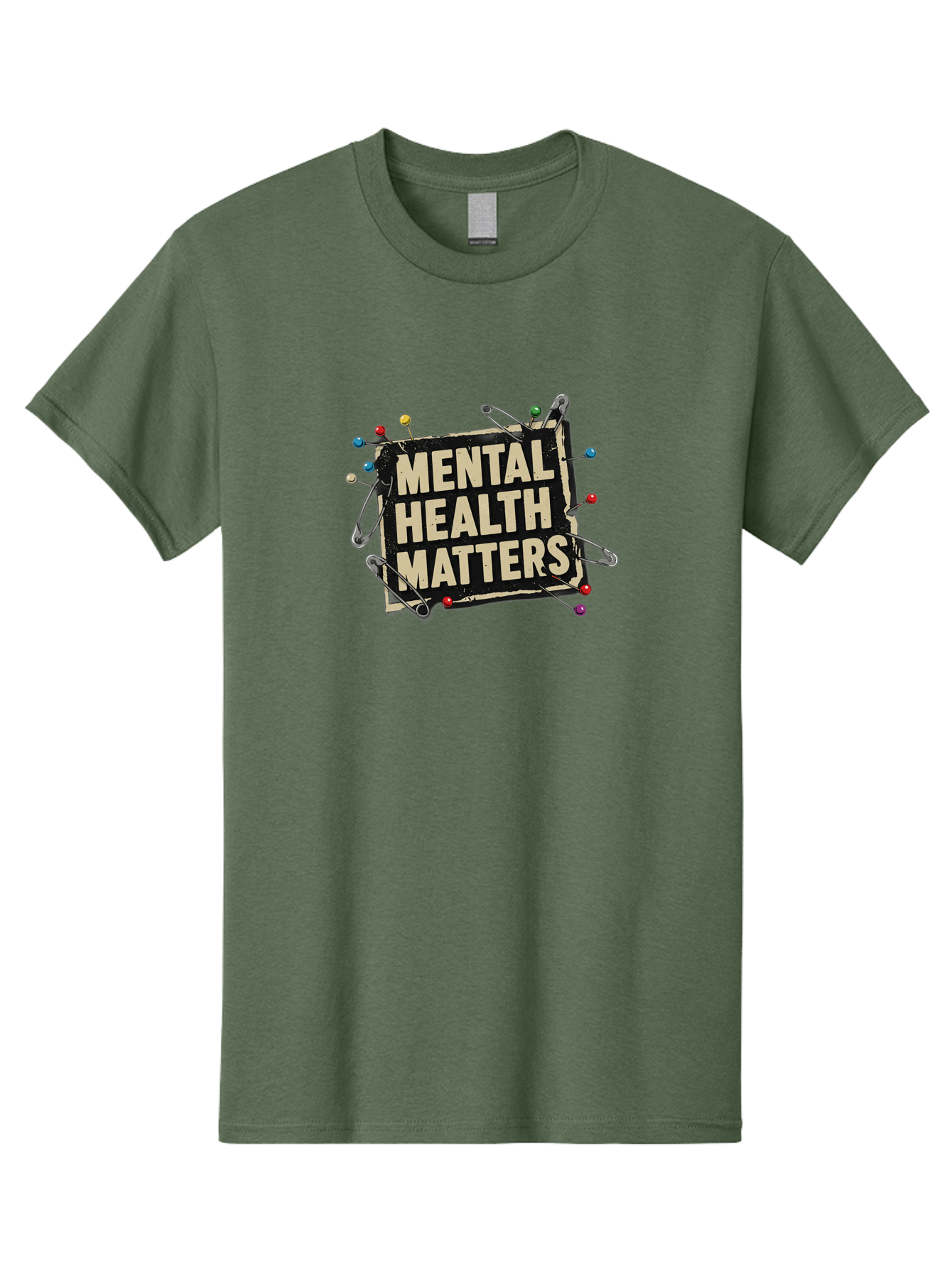 Mental-Health-Matters-2 Men'S Graphic Tee, 100% Cotton, Comfortable Casual Summer Wear, Machine Washable, Mental Health Awareness, Mental Health Matters, Mental Health Importance, Safety Pins, Emotional Support, Mental Wellness, Self Care, Bae067