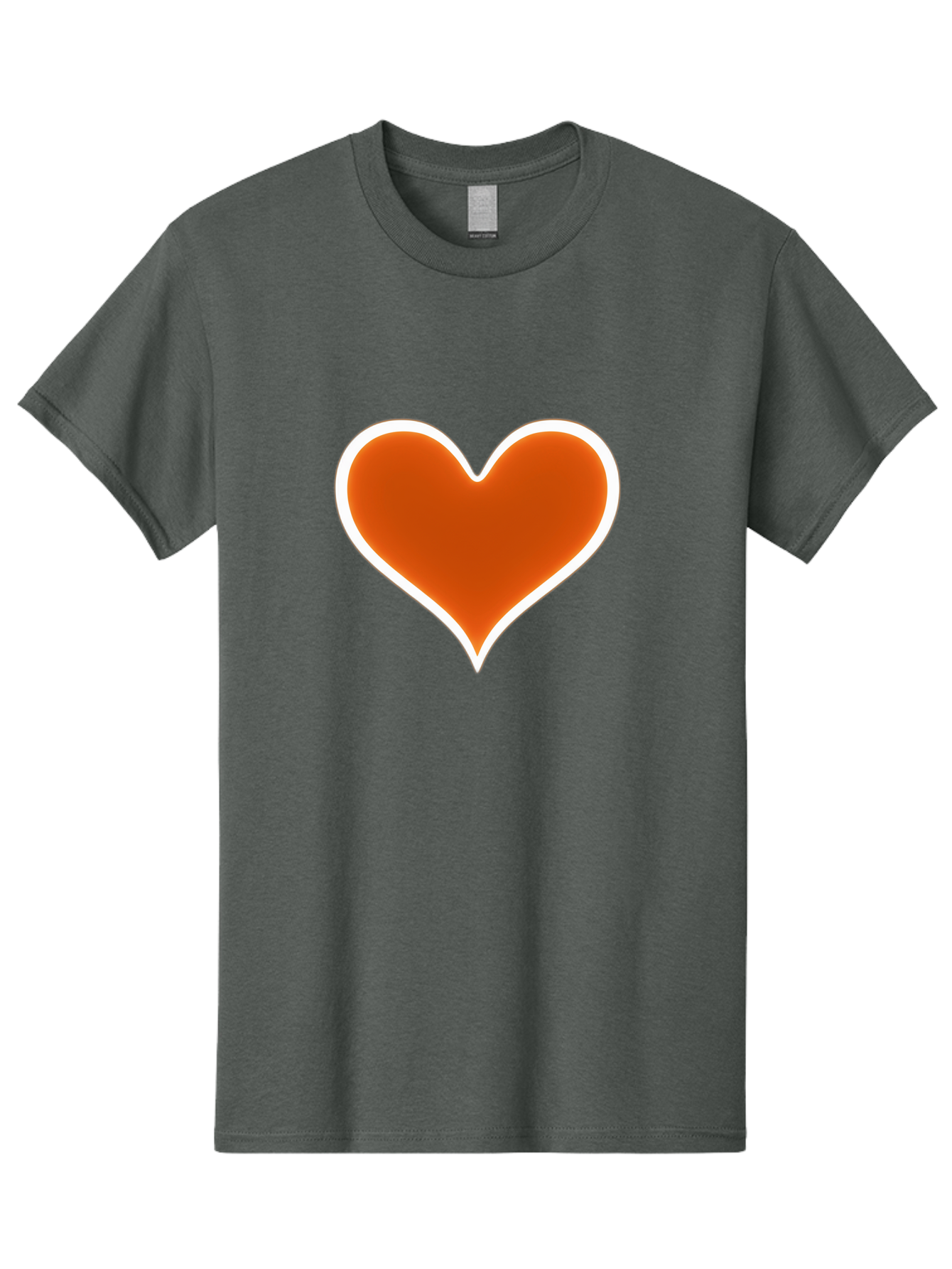 Orange-Heart Men'S Graphic Tee, 100% Cotton, Comfortable Casual Summer Wear, Machine Washable, Orange Heart Symbol, Love Icon, Heart Shape, White Outline, Love Sign, Heart Illustration, Orange Color, Heart Graphic Bae073