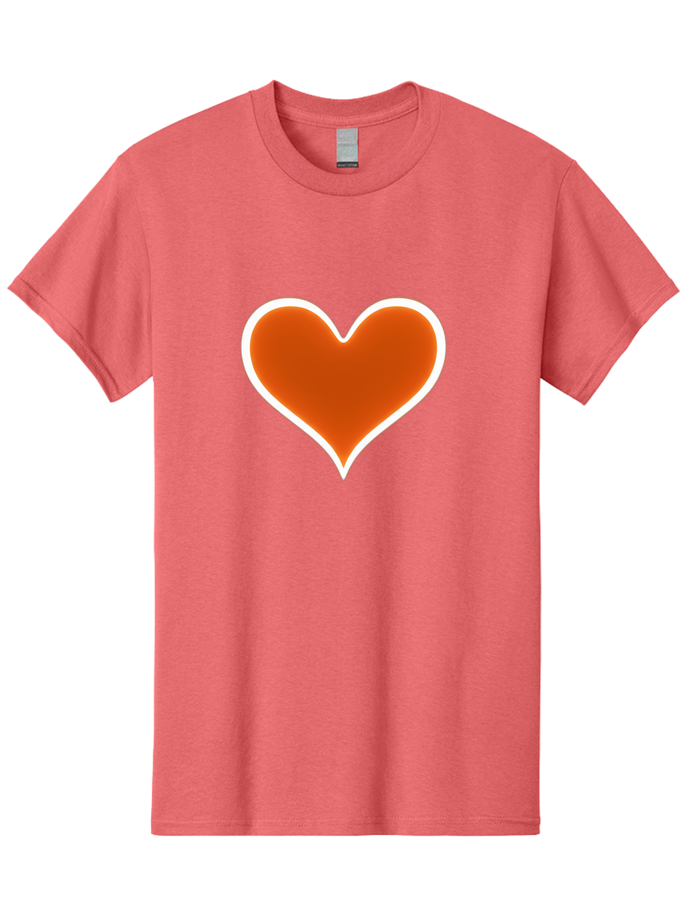 Orange-Heart Men'S Graphic Tee, 100% Cotton, Comfortable Casual Summer Wear, Machine Washable, Orange Heart Symbol, Love Icon, Heart Shape, White Outline, Love Sign, Heart Illustration, Orange Color, Heart Graphic Bae073
