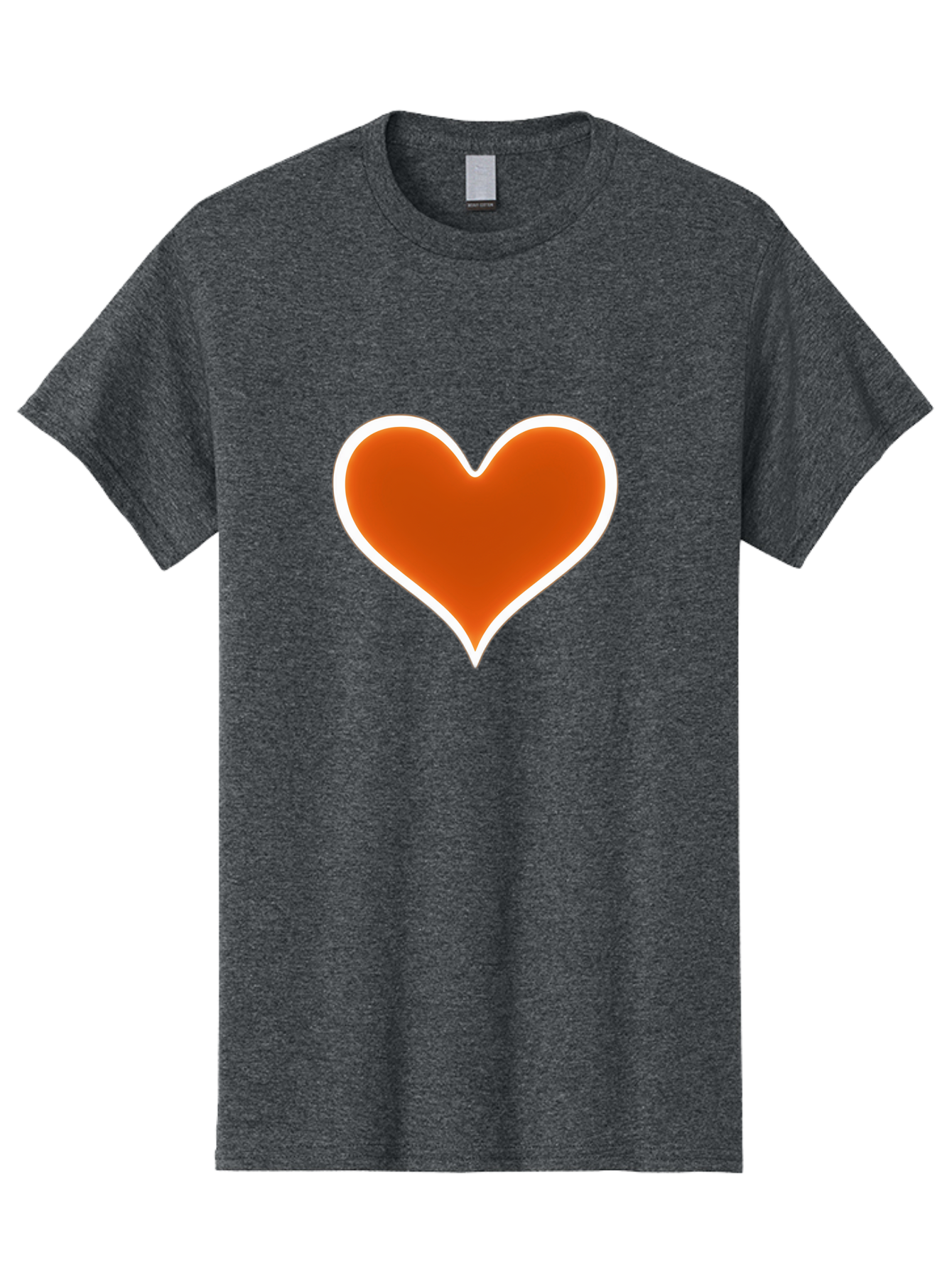 Orange-Heart Men'S Graphic Tee, 100% Cotton, Comfortable Casual Summer Wear, Machine Washable, Orange Heart Symbol, Love Icon, Heart Shape, White Outline, Love Sign, Heart Illustration, Orange Color, Heart Graphic Bae073