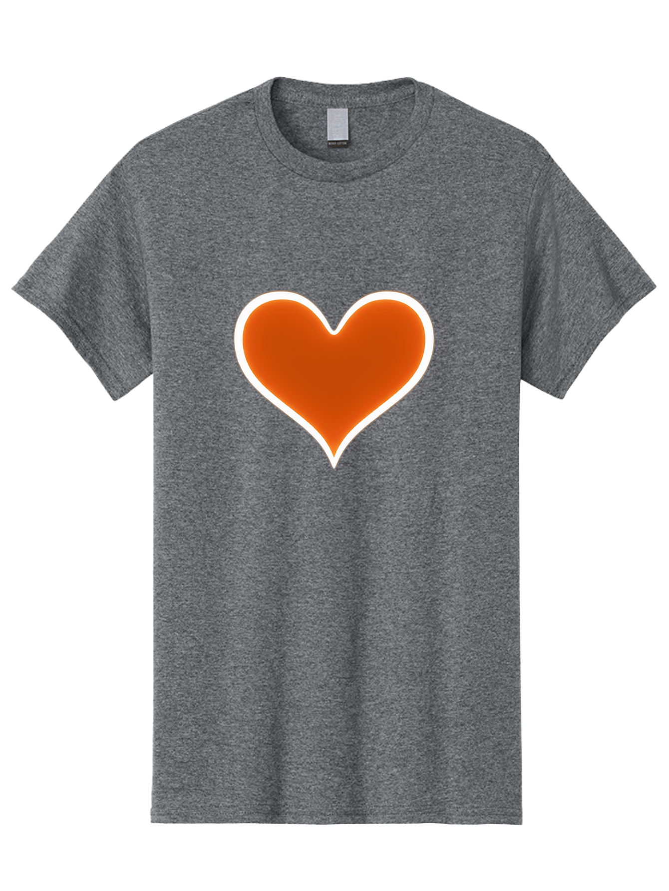 Orange-Heart Men'S Graphic Tee, 100% Cotton, Comfortable Casual Summer Wear, Machine Washable, Orange Heart Symbol, Love Icon, Heart Shape, White Outline, Love Sign, Heart Illustration, Orange Color, Heart Graphic Bae073