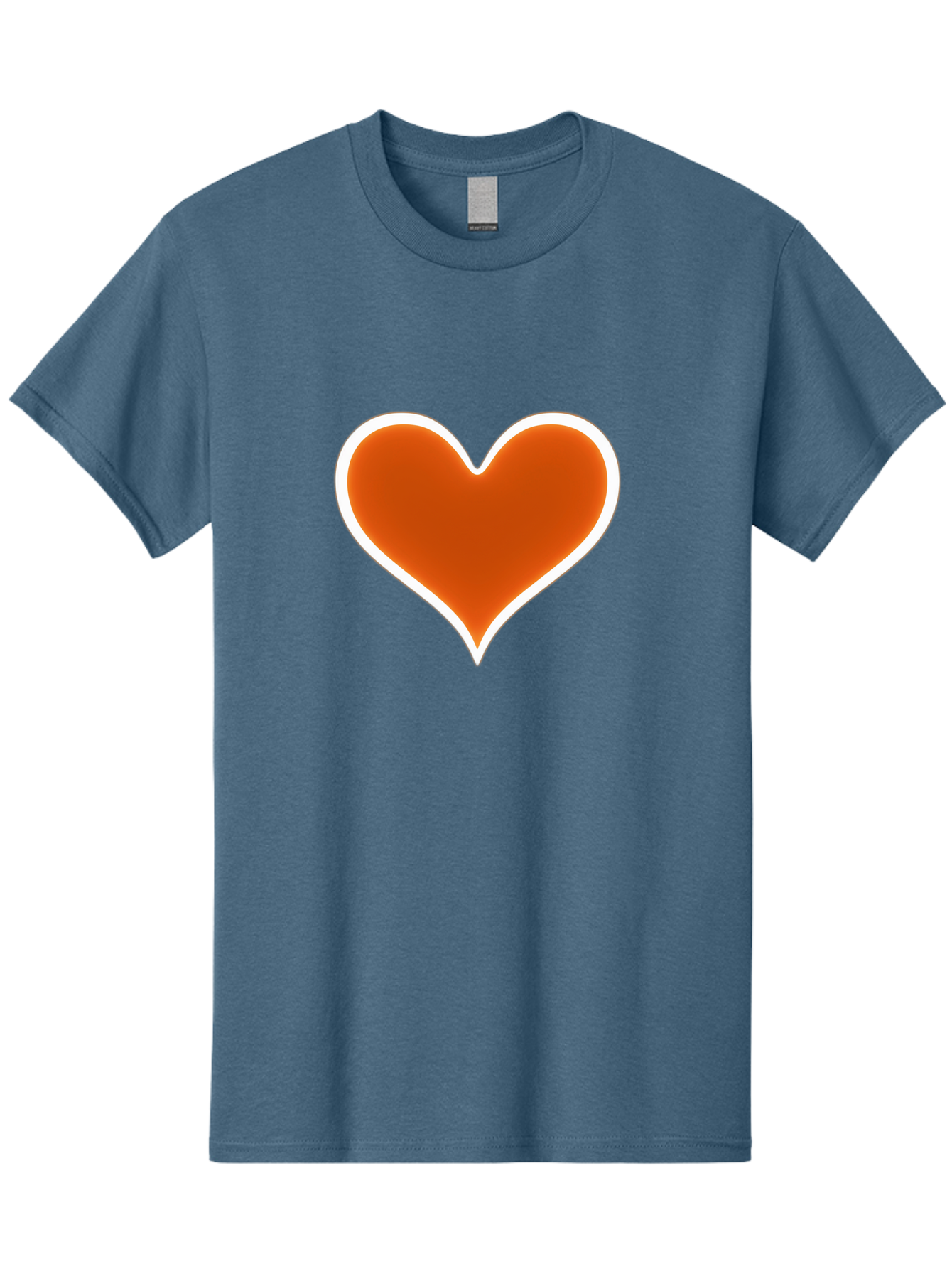 Orange-Heart Men'S Graphic Tee, 100% Cotton, Comfortable Casual Summer Wear, Machine Washable, Orange Heart Symbol, Love Icon, Heart Shape, White Outline, Love Sign, Heart Illustration, Orange Color, Heart Graphic Bae073
