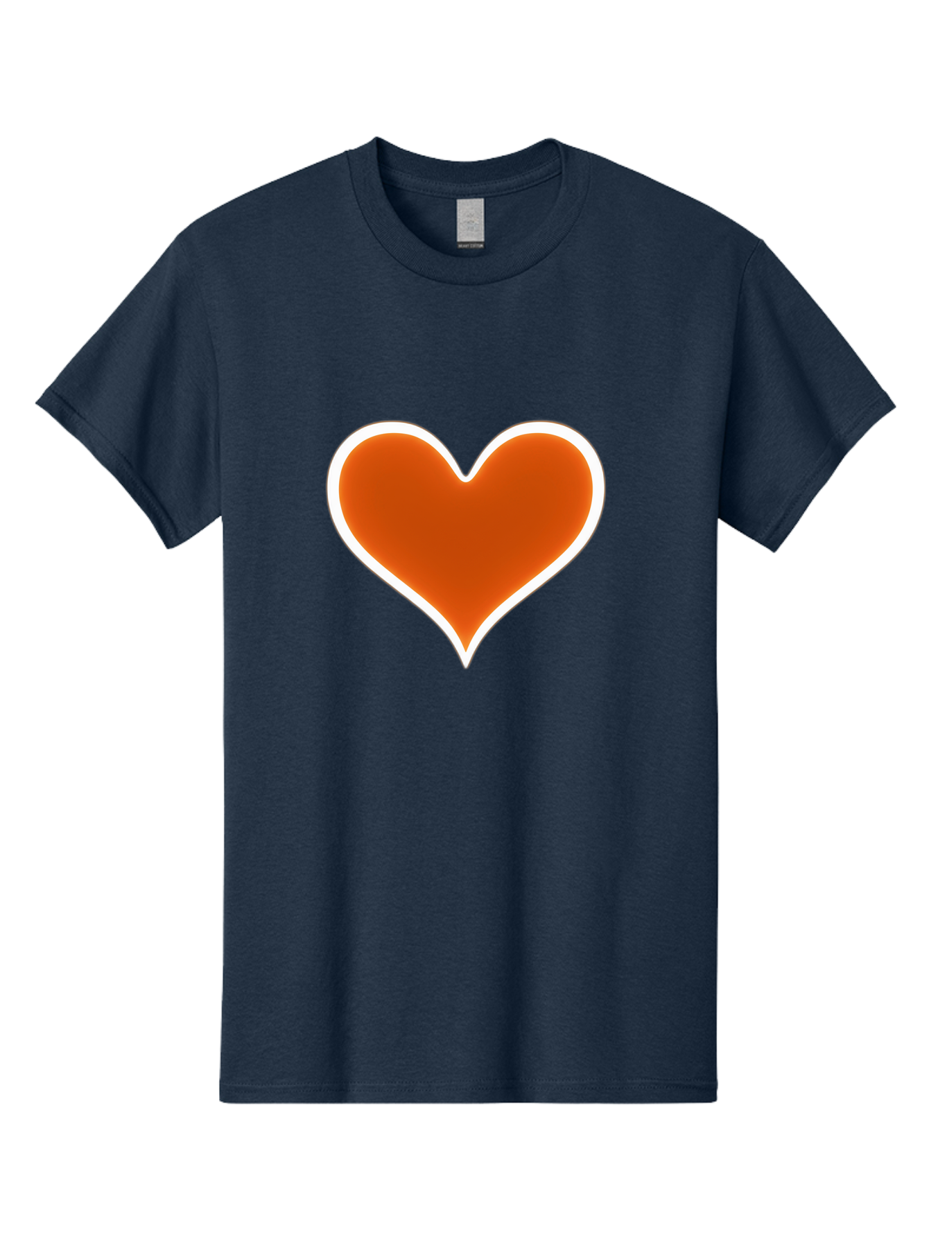 Orange-Heart Men'S Graphic Tee, 100% Cotton, Comfortable Casual Summer Wear, Machine Washable, Orange Heart Symbol, Love Icon, Heart Shape, White Outline, Love Sign, Heart Illustration, Orange Color, Heart Graphic Bae073