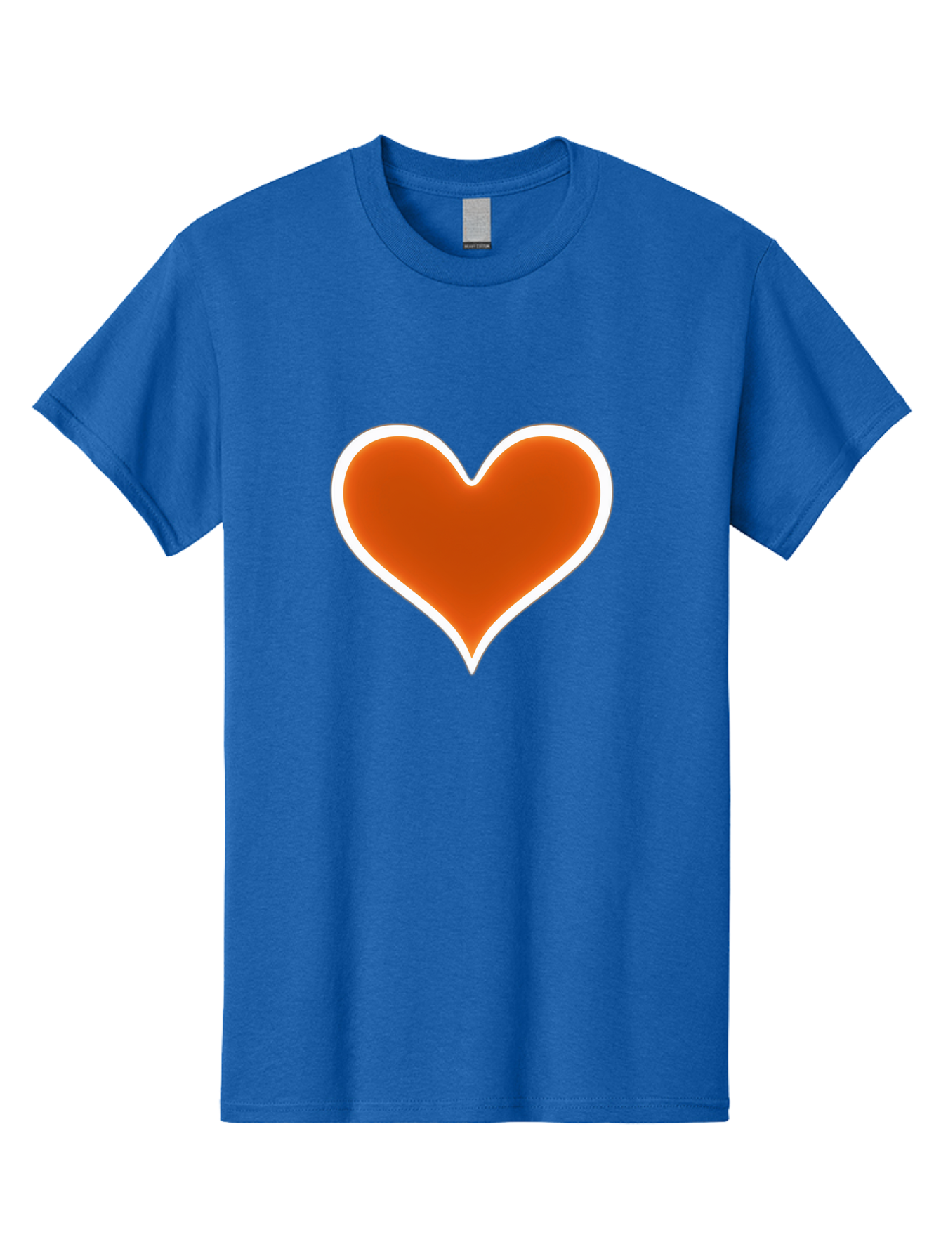 Orange-Heart Men'S Graphic Tee, 100% Cotton, Comfortable Casual Summer Wear, Machine Washable, Orange Heart Symbol, Love Icon, Heart Shape, White Outline, Love Sign, Heart Illustration, Orange Color, Heart Graphic Bae073