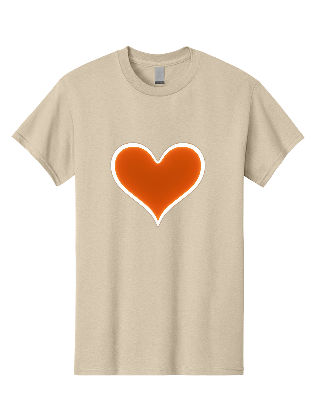 Orange-Heart Men'S Graphic Tee, 100% Cotton, Comfortable Casual Summer Wear, Machine Washable, Orange Heart Symbol, Love Icon, Heart Shape, White Outline, Love Sign, Heart Illustration, Orange Color, Heart Graphic Bae073