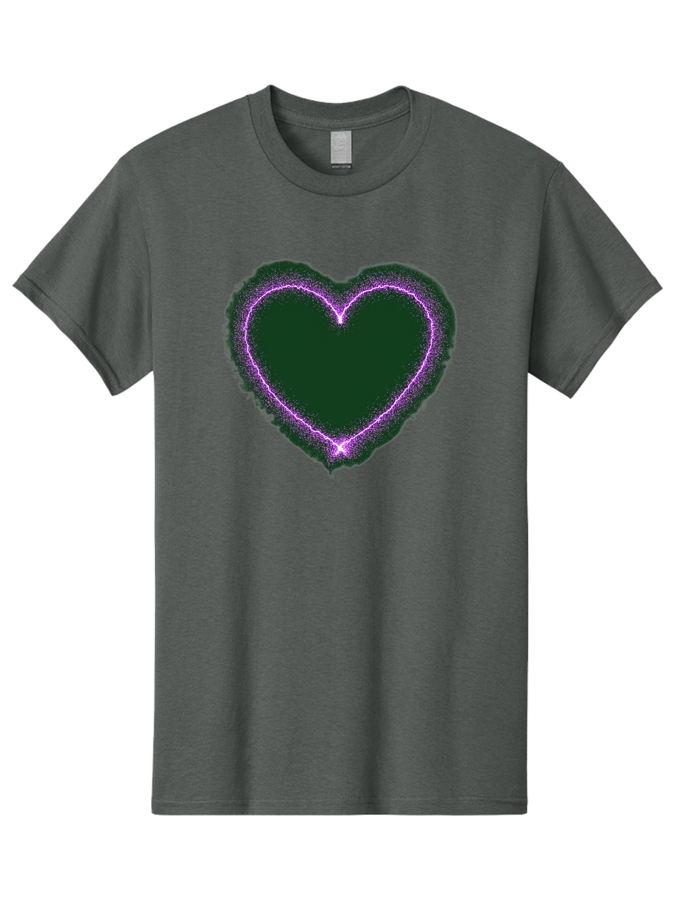 Purple-Heart-1 Men'S Graphic Tee, 100% Cotton, Comfortable Casual Summer Wear, Machine Washable, Purple Heart Shape, Neon Light, Glowing Heart, Love Symbol, Romantic Gesture, Vibrant Purple, Heart Outline, Sparkles, Festive Design, Bae074