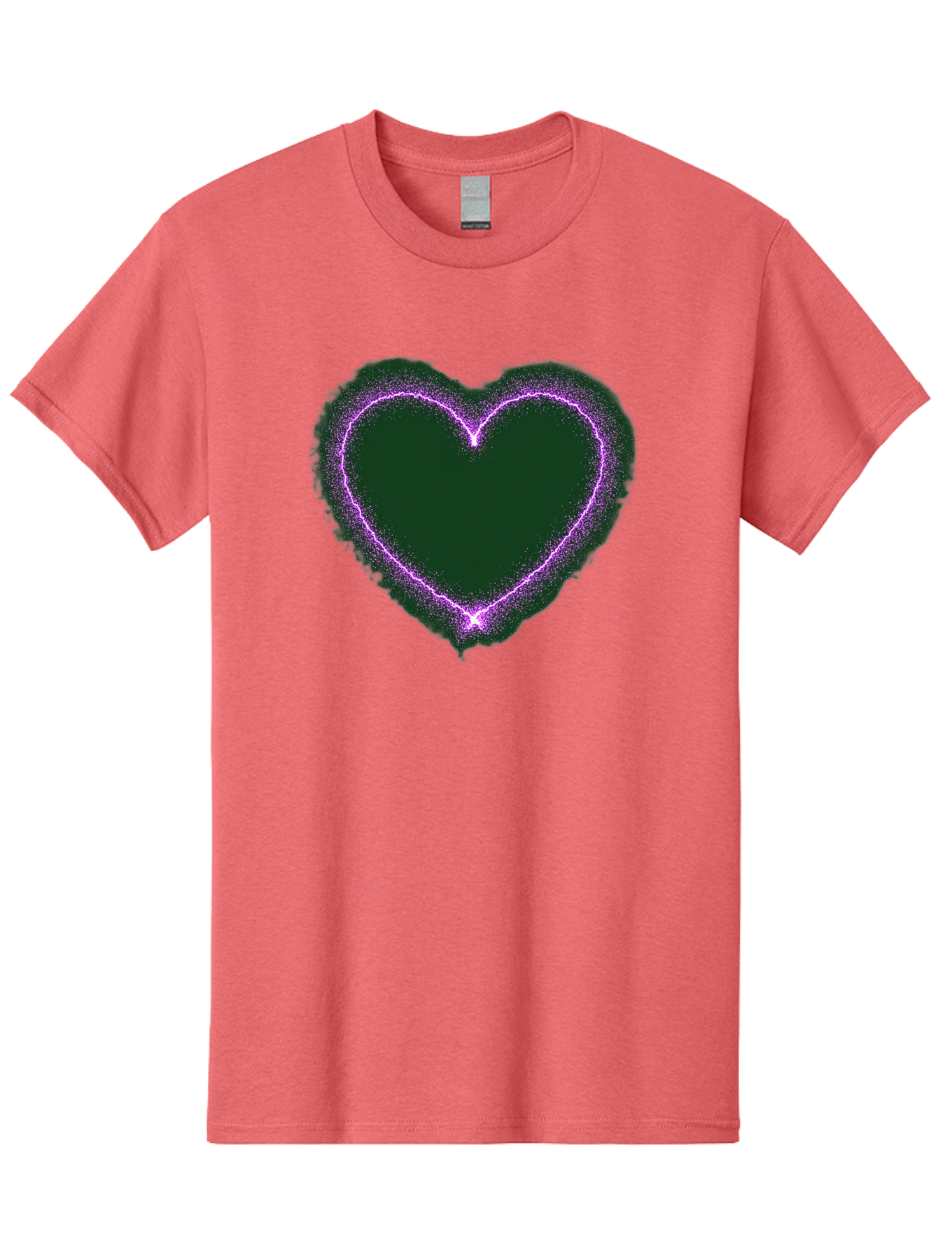 Purple-Heart-1 Men'S Graphic Tee, 100% Cotton, Comfortable Casual Summer Wear, Machine Washable, Purple Heart Shape, Neon Light, Glowing Heart, Love Symbol, Romantic Gesture, Vibrant Purple, Heart Outline, Sparkles, Festive Design, Bae074