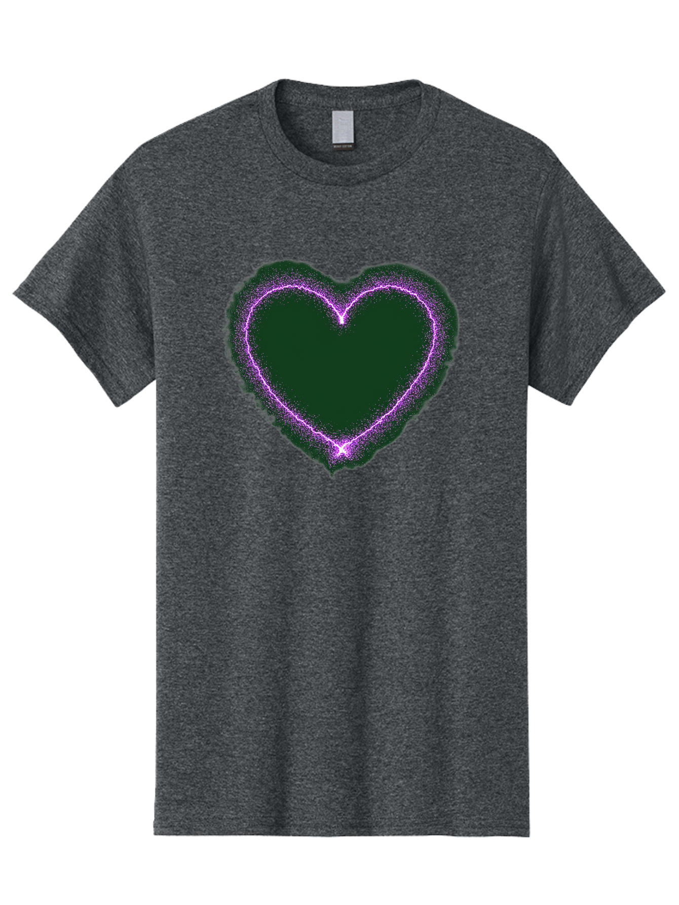 Purple-Heart-1 Men'S Graphic Tee, 100% Cotton, Comfortable Casual Summer Wear, Machine Washable, Purple Heart Shape, Neon Light, Glowing Heart, Love Symbol, Romantic Gesture, Vibrant Purple, Heart Outline, Sparkles, Festive Design, Bae074