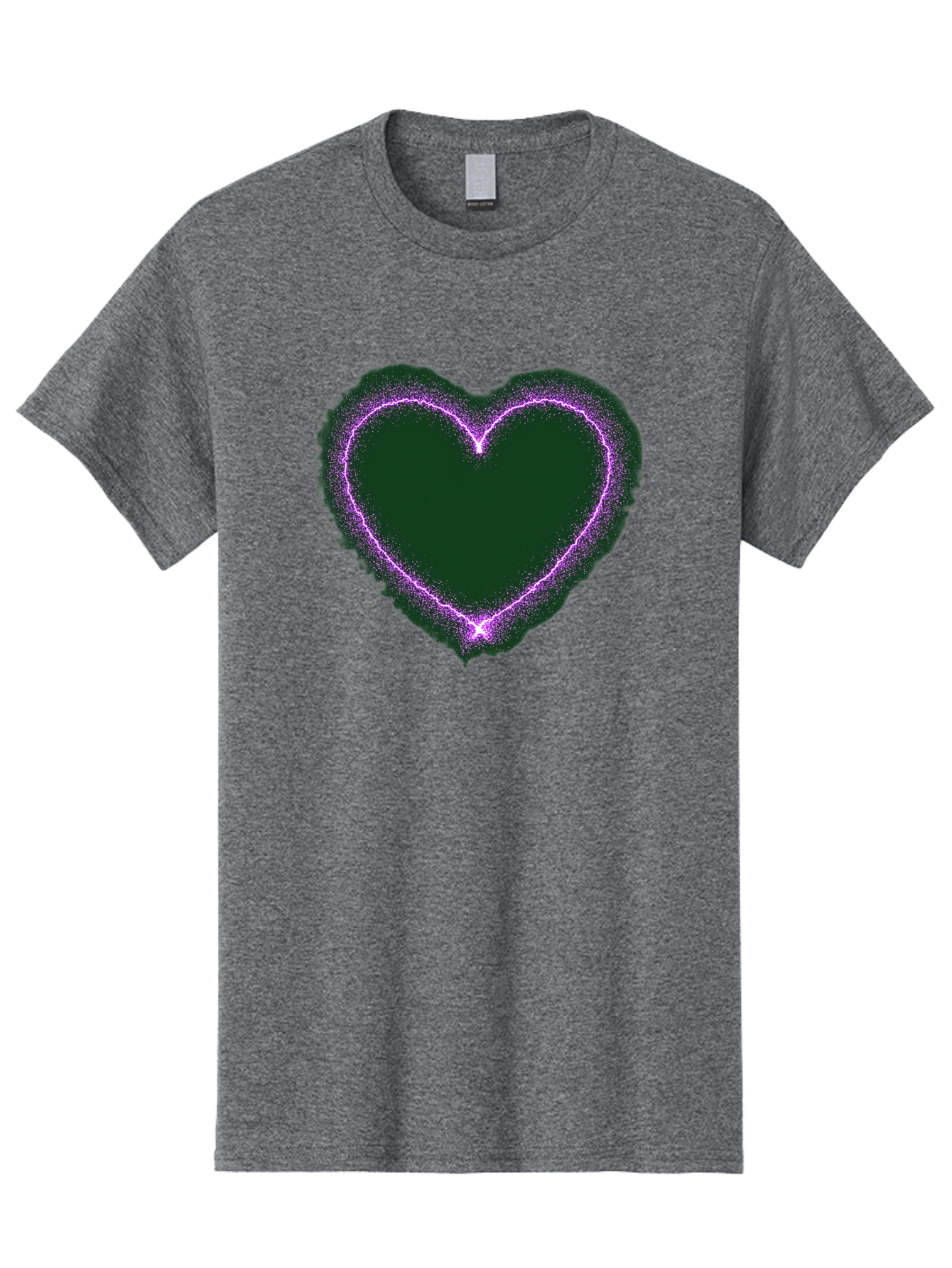 Purple-Heart-1 Men'S Graphic Tee, 100% Cotton, Comfortable Casual Summer Wear, Machine Washable, Purple Heart Shape, Neon Light, Glowing Heart, Love Symbol, Romantic Gesture, Vibrant Purple, Heart Outline, Sparkles, Festive Design, Bae074