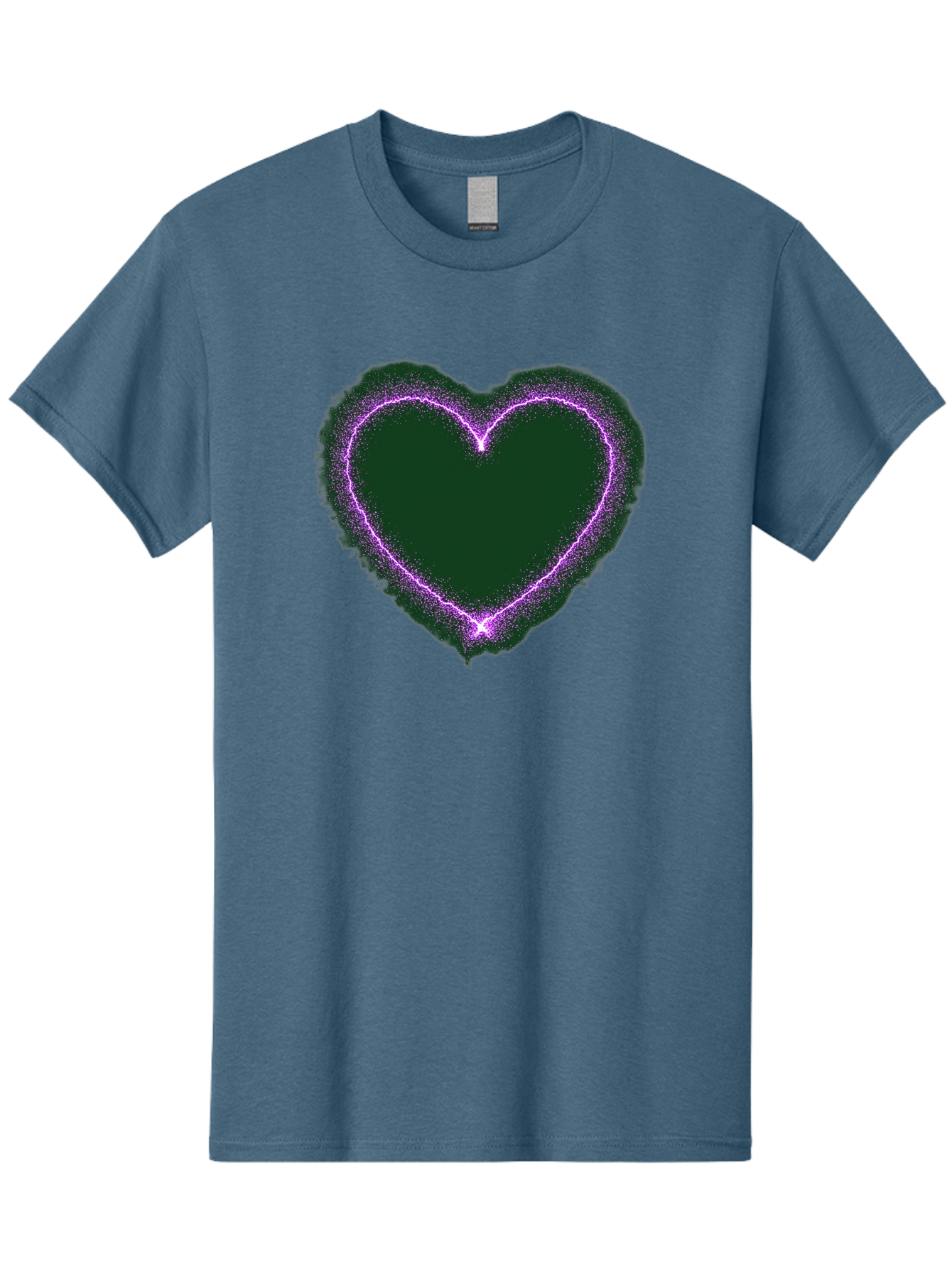 Purple-Heart-1 Men'S Graphic Tee, 100% Cotton, Comfortable Casual Summer Wear, Machine Washable, Purple Heart Shape, Neon Light, Glowing Heart, Love Symbol, Romantic Gesture, Vibrant Purple, Heart Outline, Sparkles, Festive Design, Bae074