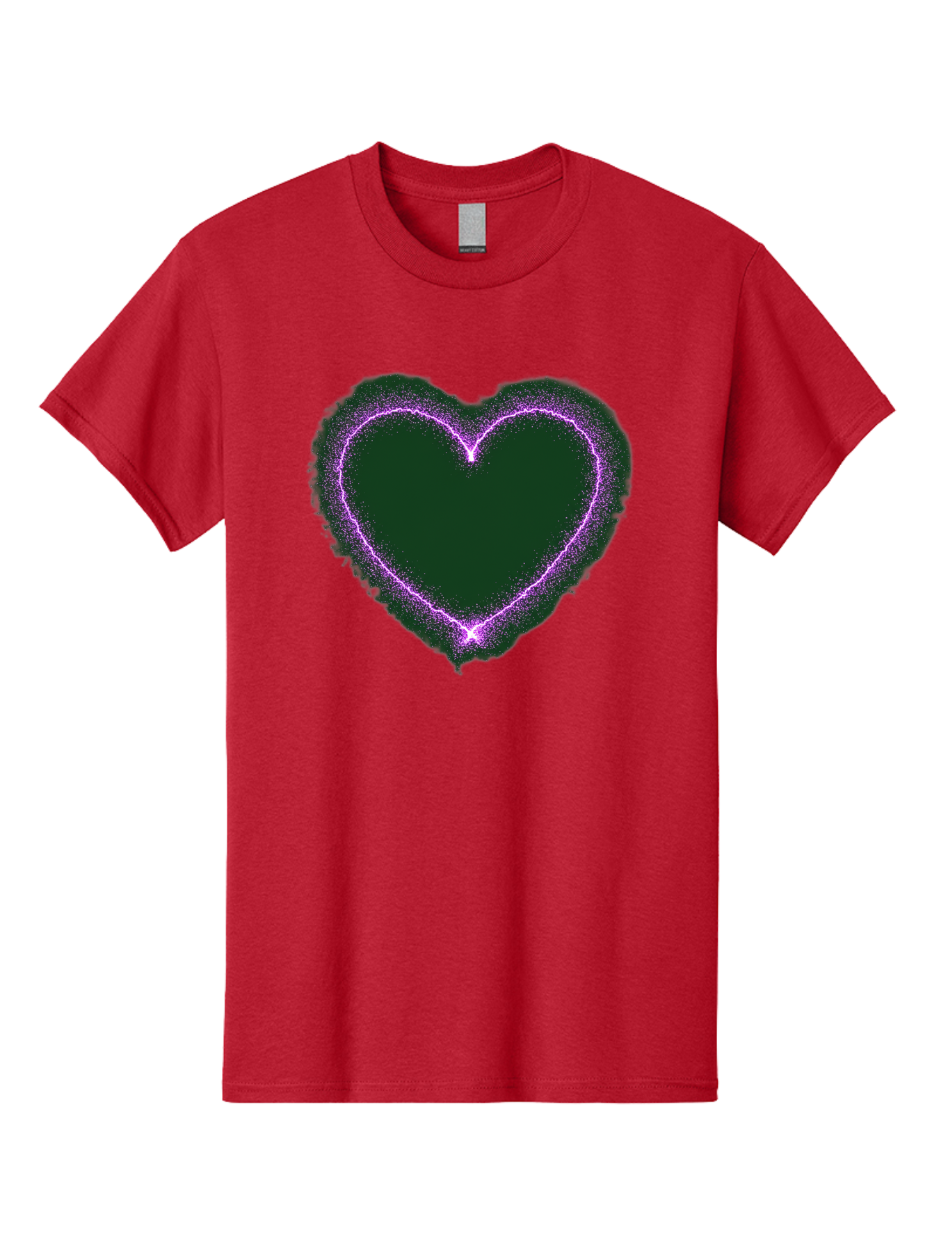 Purple-Heart-1 Men'S Graphic Tee, 100% Cotton, Comfortable Casual Summer Wear, Machine Washable, Purple Heart Shape, Neon Light, Glowing Heart, Love Symbol, Romantic Gesture, Vibrant Purple, Heart Outline, Sparkles, Festive Design, Bae074