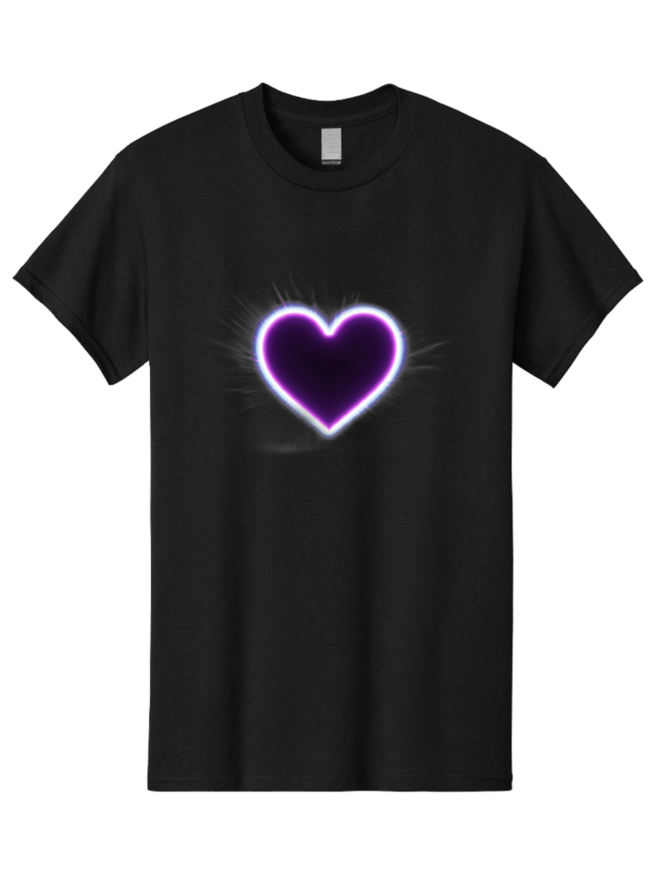 Purple-Heart Men'S Graphic Tee, 100% Cotton, Comfortable Casual Summer Wear, Machine Washable, Purple Heart Icon, Glowing Heart, Purple Neon Glow, Love Symbol, Heart Shape, Vibrant Purple, Emotional Graphic, Valentines Day Graphic, Heart Icon Bae075