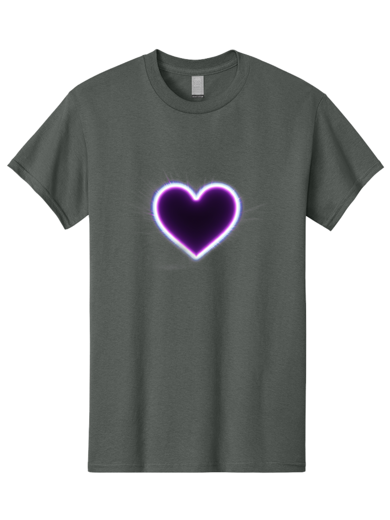 Purple-Heart Men'S Graphic Tee, 100% Cotton, Comfortable Casual Summer Wear, Machine Washable, Purple Heart Icon, Glowing Heart, Purple Neon Glow, Love Symbol, Heart Shape, Vibrant Purple, Emotional Graphic, Valentines Day Graphic, Heart Icon Bae075