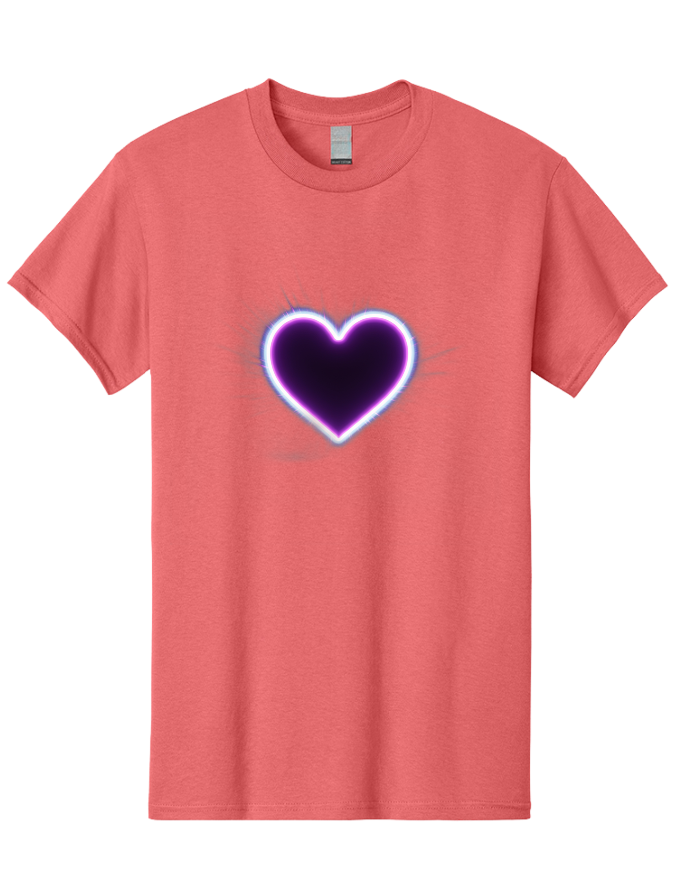 Purple-Heart Men'S Graphic Tee, 100% Cotton, Comfortable Casual Summer Wear, Machine Washable, Purple Heart Icon, Glowing Heart, Purple Neon Glow, Love Symbol, Heart Shape, Vibrant Purple, Emotional Graphic, Valentines Day Graphic, Heart Icon Bae075