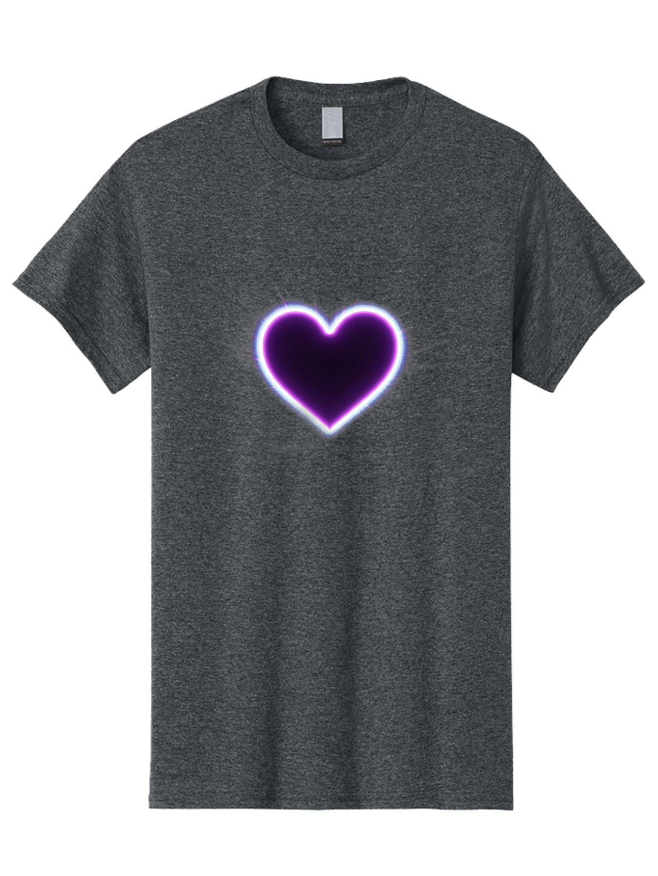 Purple-Heart Men'S Graphic Tee, 100% Cotton, Comfortable Casual Summer Wear, Machine Washable, Purple Heart Icon, Glowing Heart, Purple Neon Glow, Love Symbol, Heart Shape, Vibrant Purple, Emotional Graphic, Valentines Day Graphic, Heart Icon Bae075