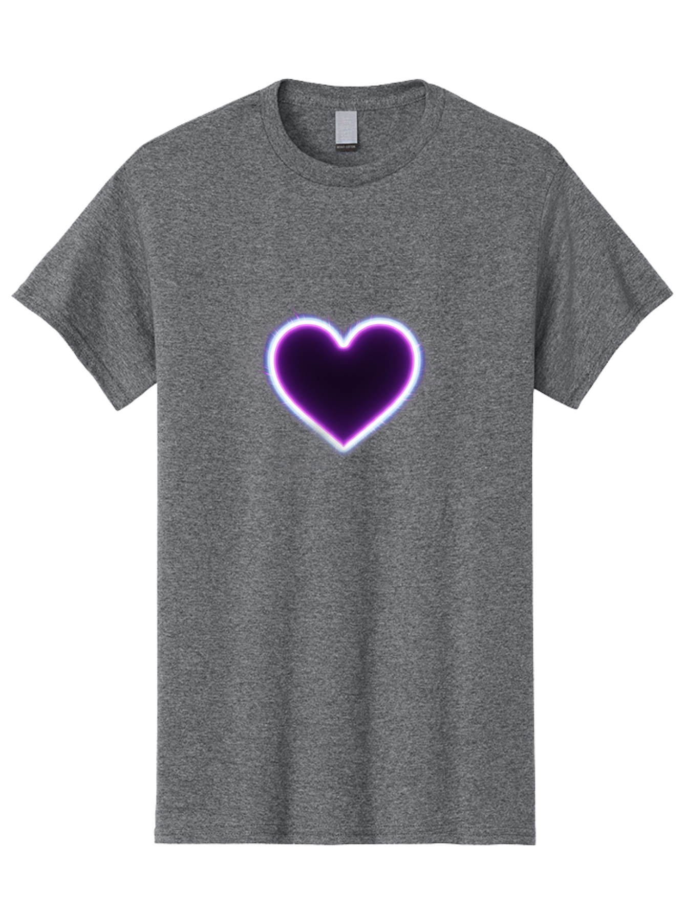 Purple-Heart Men'S Graphic Tee, 100% Cotton, Comfortable Casual Summer Wear, Machine Washable, Purple Heart Icon, Glowing Heart, Purple Neon Glow, Love Symbol, Heart Shape, Vibrant Purple, Emotional Graphic, Valentines Day Graphic, Heart Icon Bae075