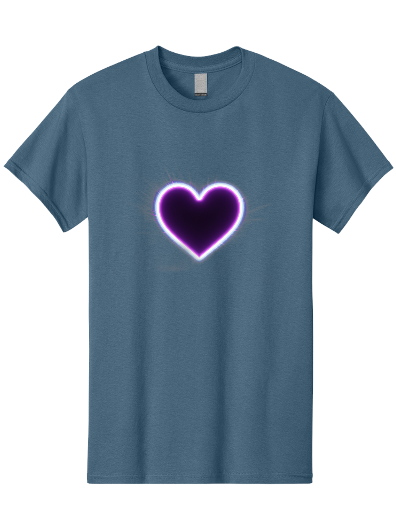Purple-Heart Men'S Graphic Tee, 100% Cotton, Comfortable Casual Summer Wear, Machine Washable, Purple Heart Icon, Glowing Heart, Purple Neon Glow, Love Symbol, Heart Shape, Vibrant Purple, Emotional Graphic, Valentines Day Graphic, Heart Icon Bae075