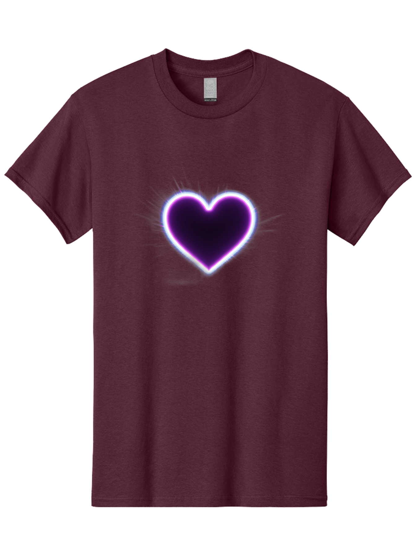 Purple-Heart Men'S Graphic Tee, 100% Cotton, Comfortable Casual Summer Wear, Machine Washable, Purple Heart Icon, Glowing Heart, Purple Neon Glow, Love Symbol, Heart Shape, Vibrant Purple, Emotional Graphic, Valentines Day Graphic, Heart Icon Bae075
