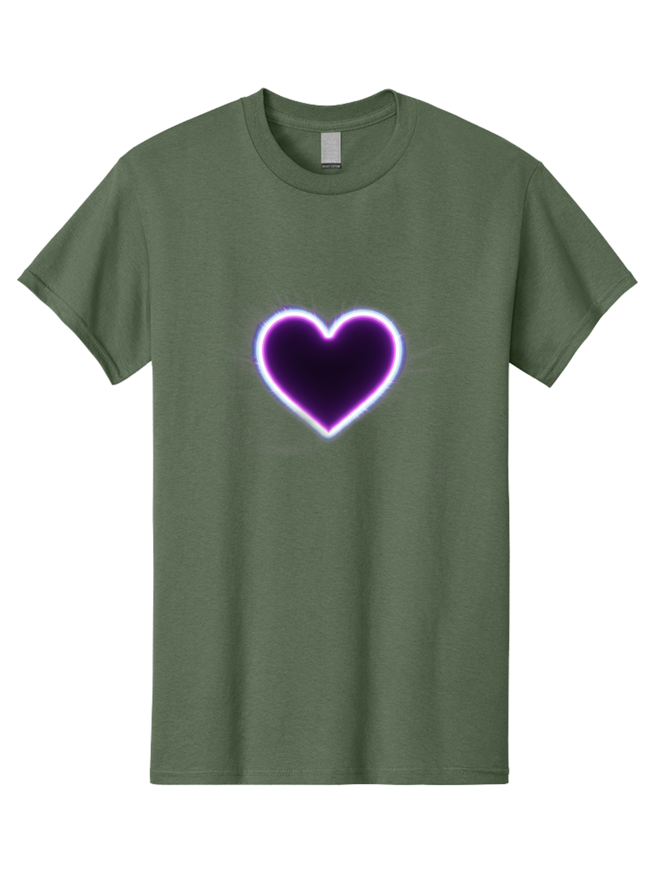 Purple-Heart Men'S Graphic Tee, 100% Cotton, Comfortable Casual Summer Wear, Machine Washable, Purple Heart Icon, Glowing Heart, Purple Neon Glow, Love Symbol, Heart Shape, Vibrant Purple, Emotional Graphic, Valentines Day Graphic, Heart Icon Bae075