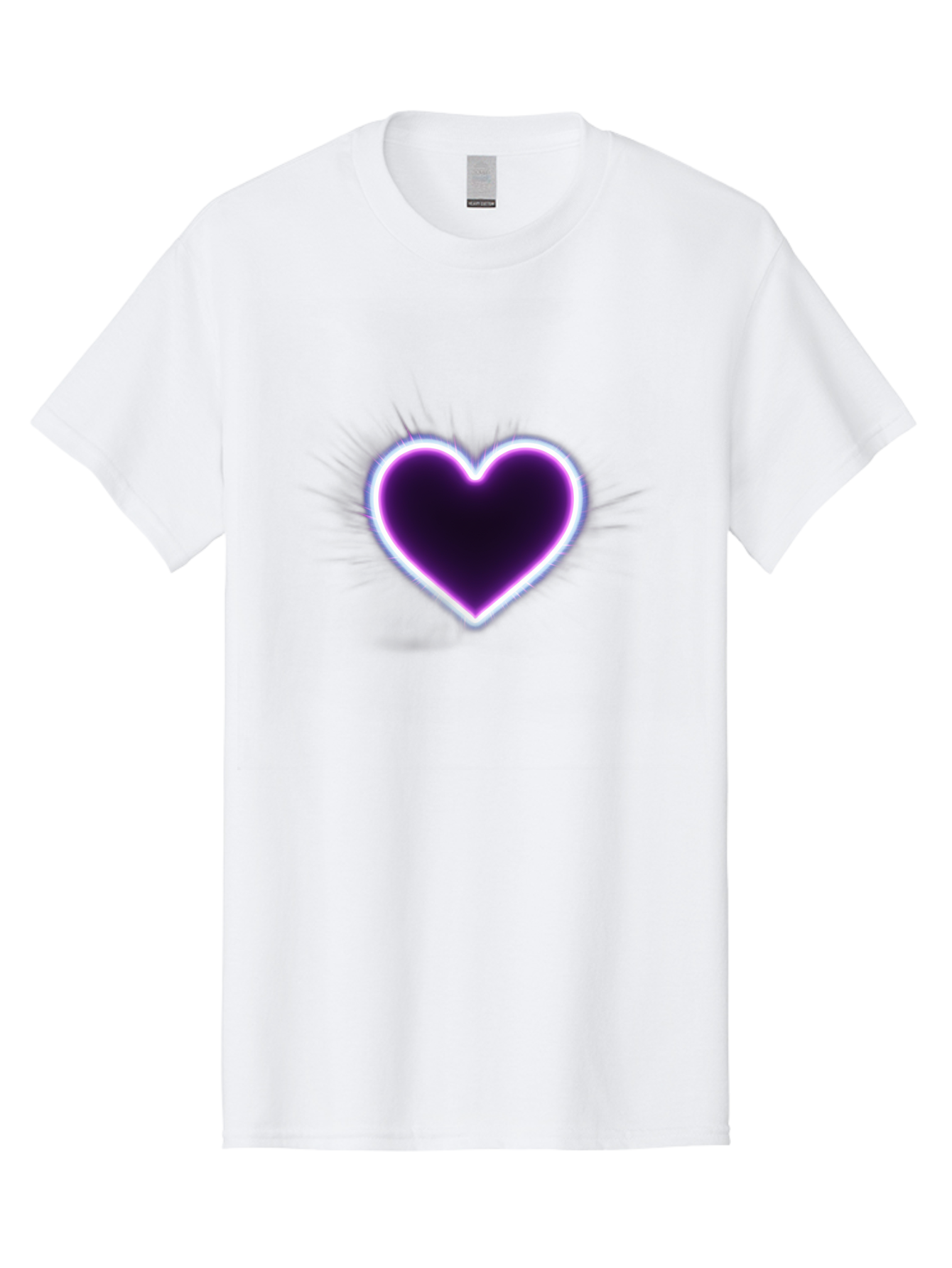 Purple-Heart Men'S Graphic Tee, 100% Cotton, Comfortable Casual Summer Wear, Machine Washable, Purple Heart Icon, Glowing Heart, Purple Neon Glow, Love Symbol, Heart Shape, Vibrant Purple, Emotional Graphic, Valentines Day Graphic, Heart Icon Bae075