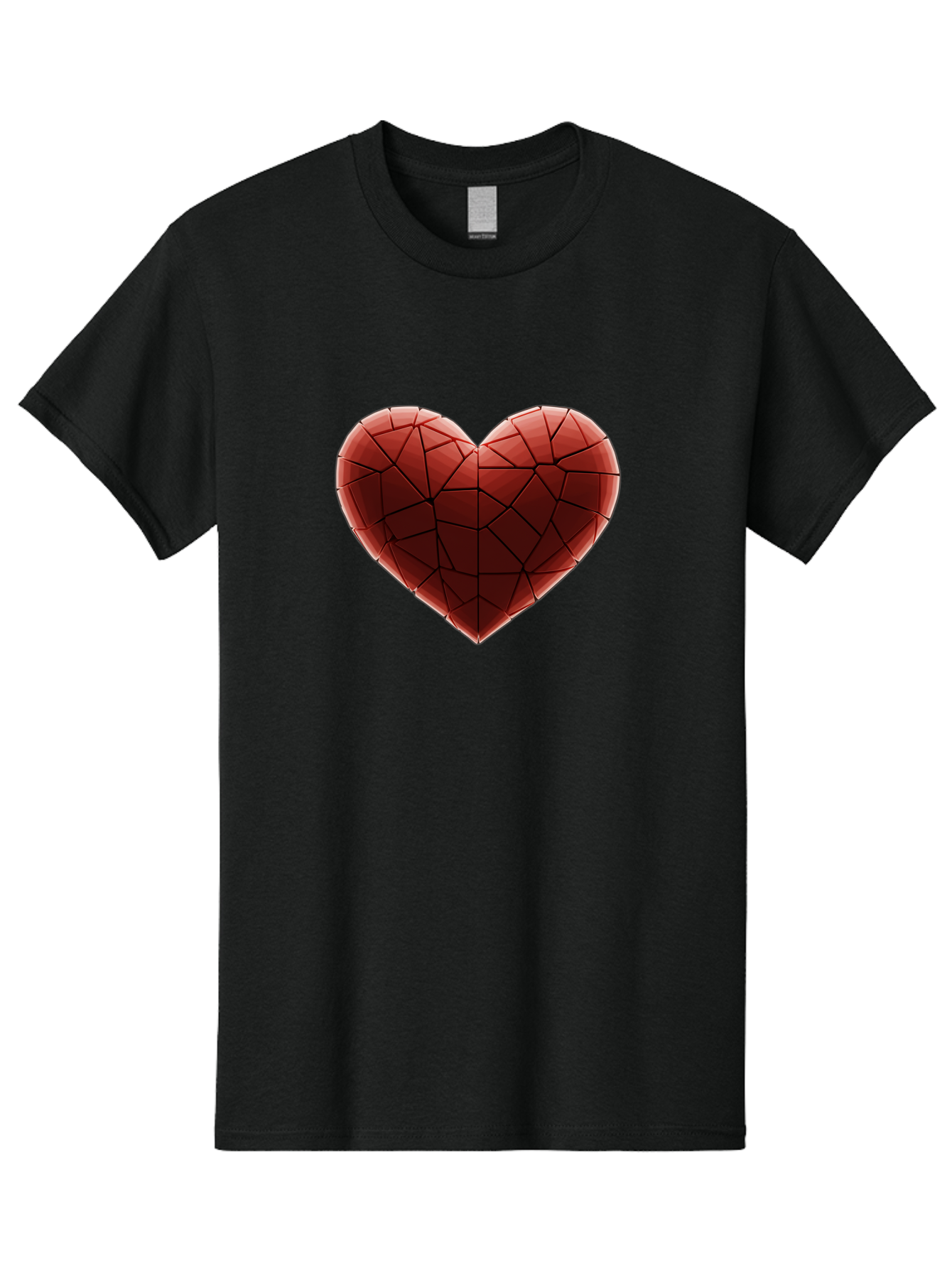 Red-Faceted-Heart Men'S Graphic Tee, 100% Cotton, Comfortable Casual Summer Wear, Machine Washable, Low Poly Heart, Geometric Heart, Red Heart, Love Symbol, Abstract Art, 3D Model, Modern Design, Polygonal Shape, Heart Shape Bae076