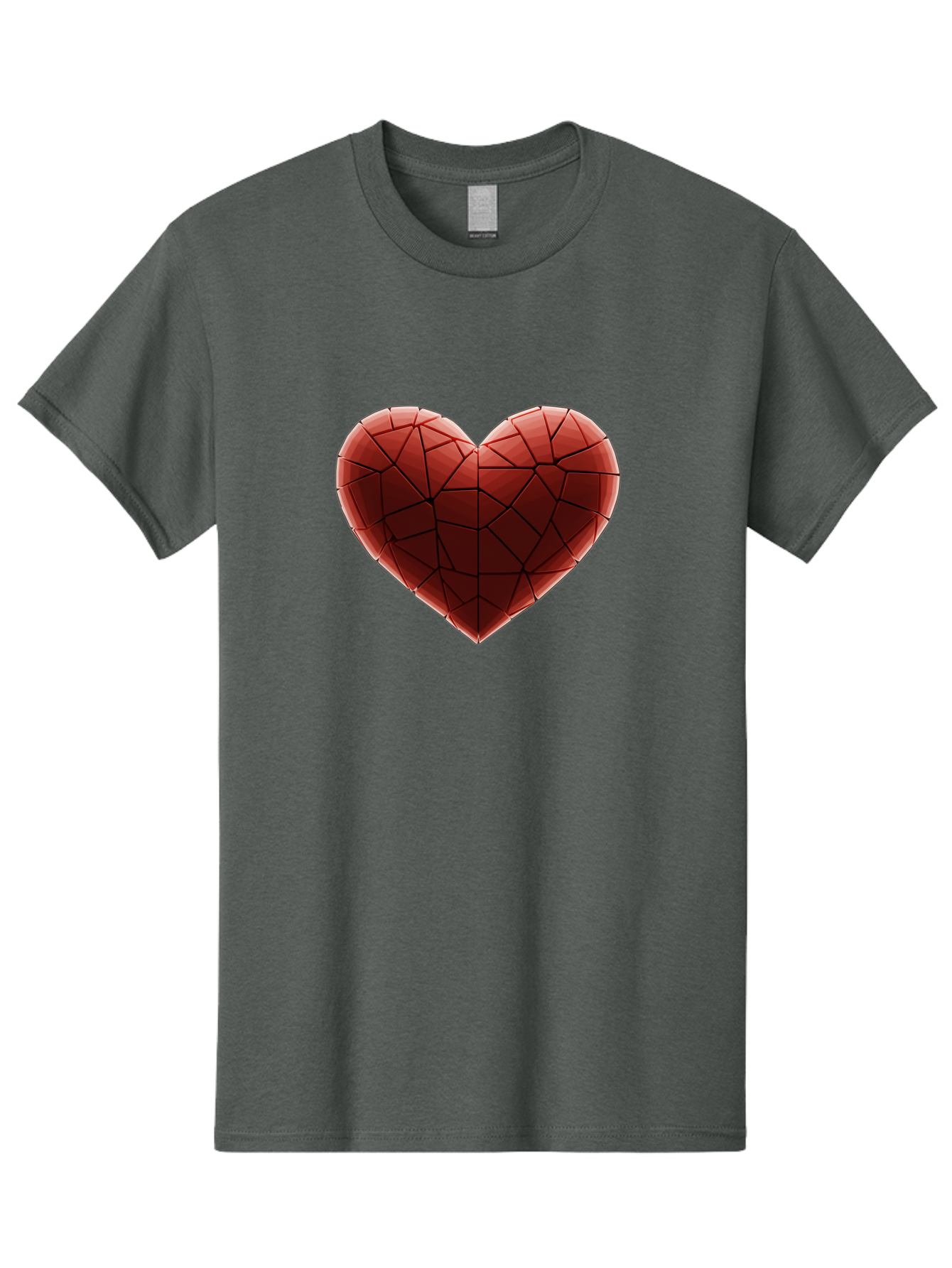 Red-Faceted-Heart Men'S Graphic Tee, 100% Cotton, Comfortable Casual Summer Wear, Machine Washable, Low Poly Heart, Geometric Heart, Red Heart, Love Symbol, Abstract Art, 3D Model, Modern Design, Polygonal Shape, Heart Shape Bae076