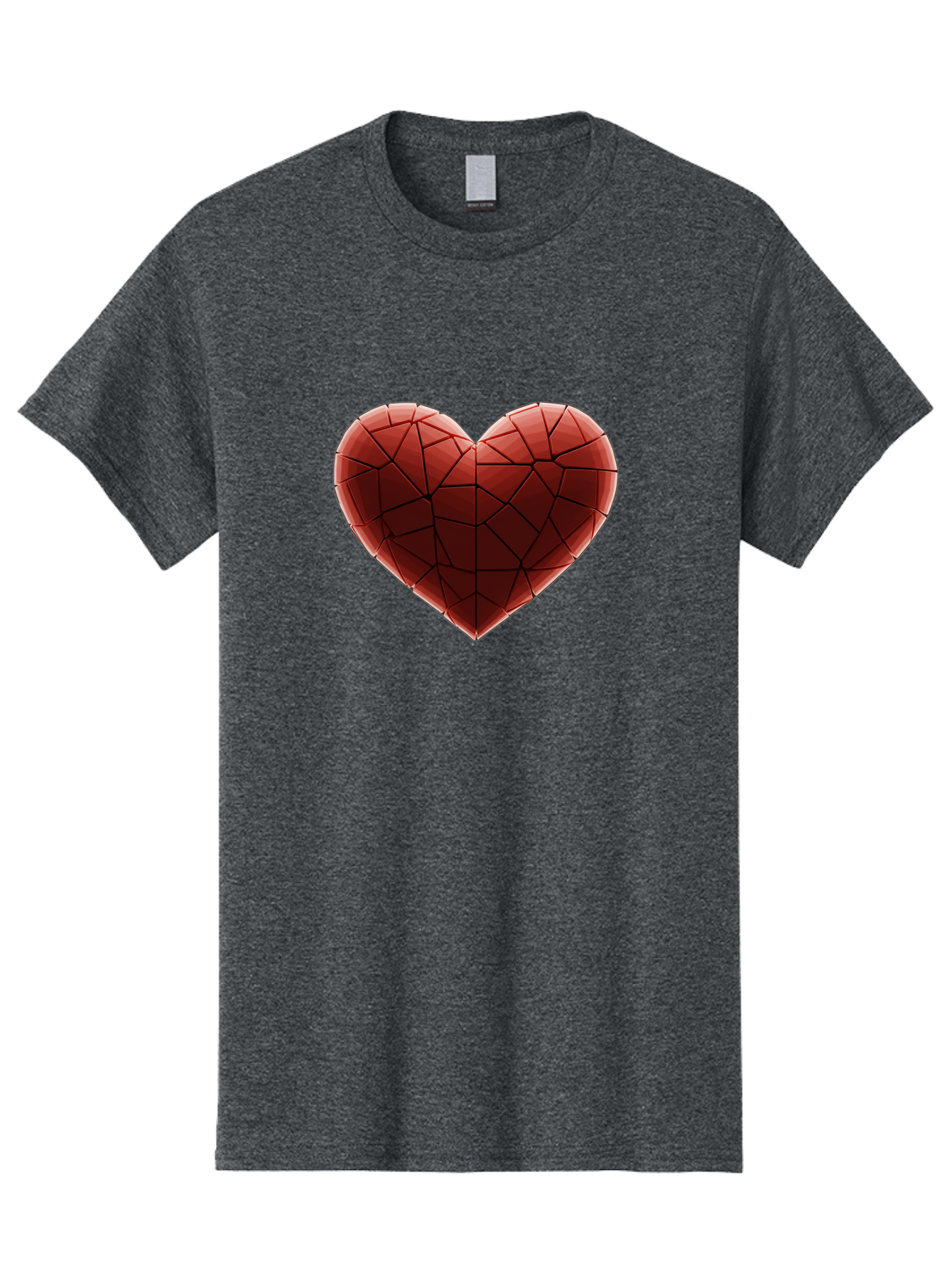 Red-Faceted-Heart Men'S Graphic Tee, 100% Cotton, Comfortable Casual Summer Wear, Machine Washable, Low Poly Heart, Geometric Heart, Red Heart, Love Symbol, Abstract Art, 3D Model, Modern Design, Polygonal Shape, Heart Shape Bae076