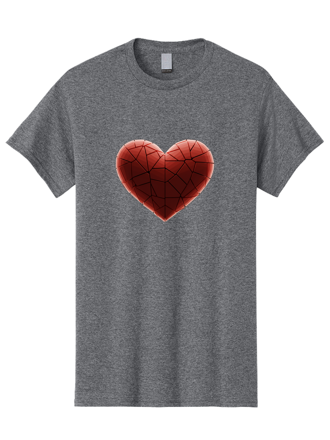 Red-Faceted-Heart Men'S Graphic Tee, 100% Cotton, Comfortable Casual Summer Wear, Machine Washable, Low Poly Heart, Geometric Heart, Red Heart, Love Symbol, Abstract Art, 3D Model, Modern Design, Polygonal Shape, Heart Shape Bae076