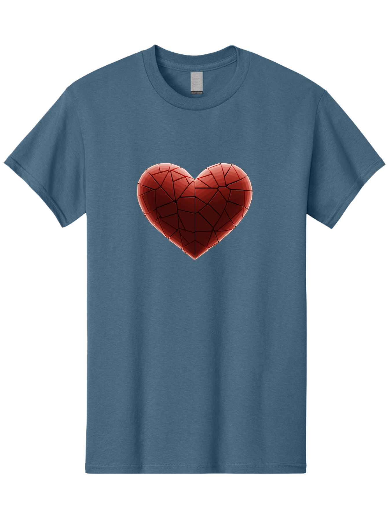 Red-Faceted-Heart Men'S Graphic Tee, 100% Cotton, Comfortable Casual Summer Wear, Machine Washable, Low Poly Heart, Geometric Heart, Red Heart, Love Symbol, Abstract Art, 3D Model, Modern Design, Polygonal Shape, Heart Shape Bae076
