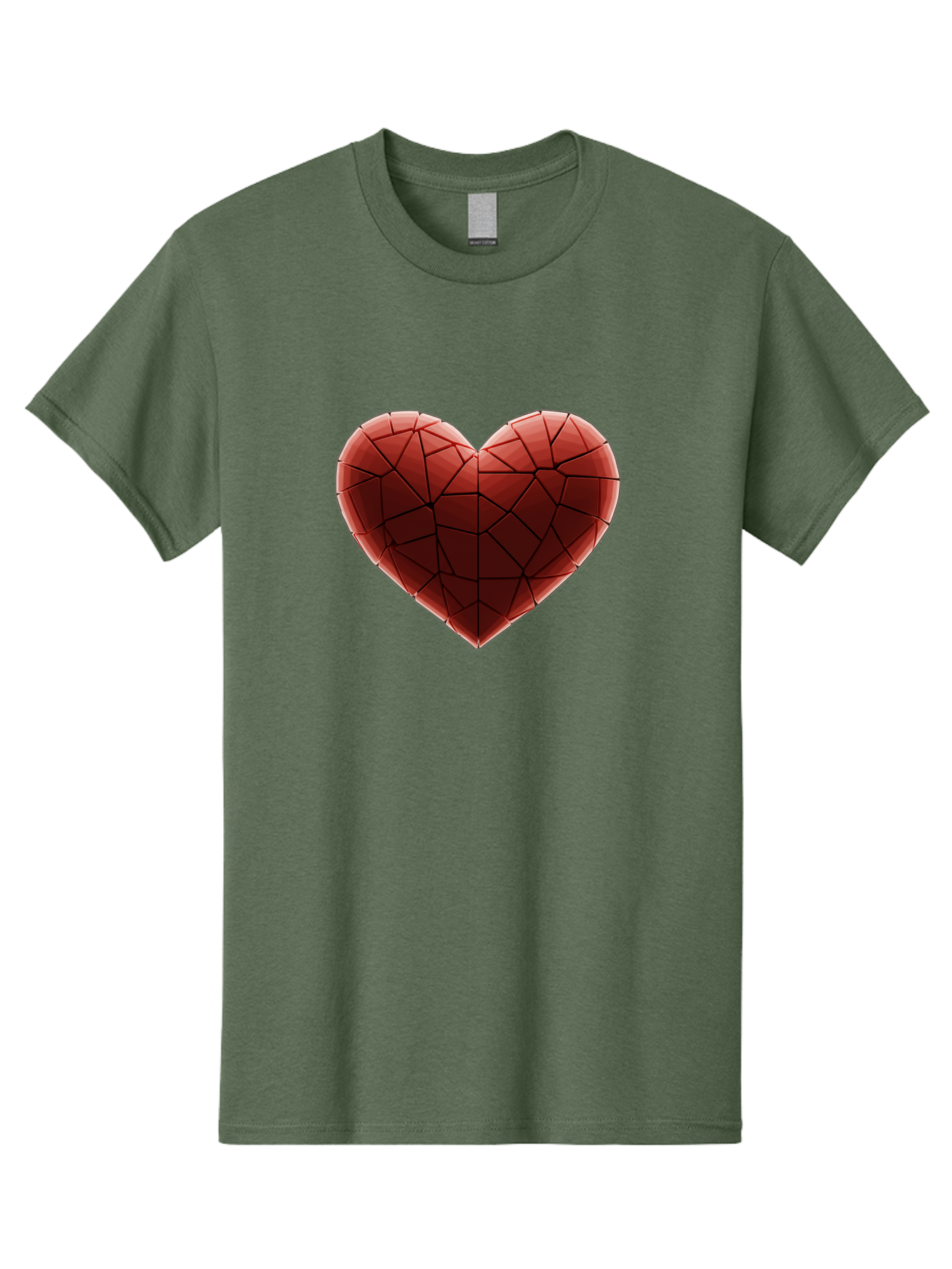 Red-Faceted-Heart Men'S Graphic Tee, 100% Cotton, Comfortable Casual Summer Wear, Machine Washable, Low Poly Heart, Geometric Heart, Red Heart, Love Symbol, Abstract Art, 3D Model, Modern Design, Polygonal Shape, Heart Shape Bae076