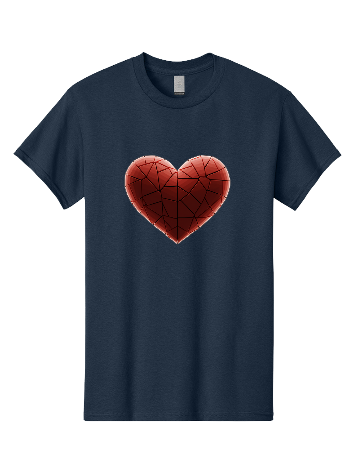 Red-Faceted-Heart Men'S Graphic Tee, 100% Cotton, Comfortable Casual Summer Wear, Machine Washable, Low Poly Heart, Geometric Heart, Red Heart, Love Symbol, Abstract Art, 3D Model, Modern Design, Polygonal Shape, Heart Shape Bae076