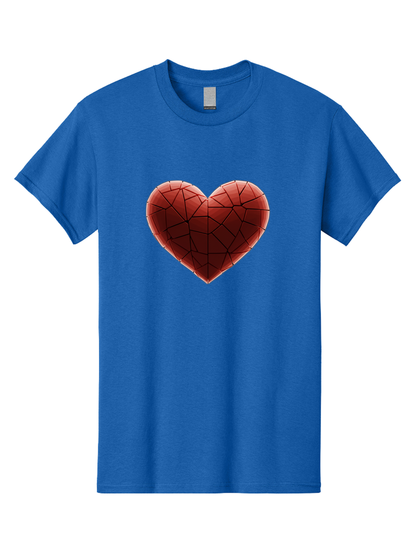 Red-Faceted-Heart Men'S Graphic Tee, 100% Cotton, Comfortable Casual Summer Wear, Machine Washable, Low Poly Heart, Geometric Heart, Red Heart, Love Symbol, Abstract Art, 3D Model, Modern Design, Polygonal Shape, Heart Shape Bae076